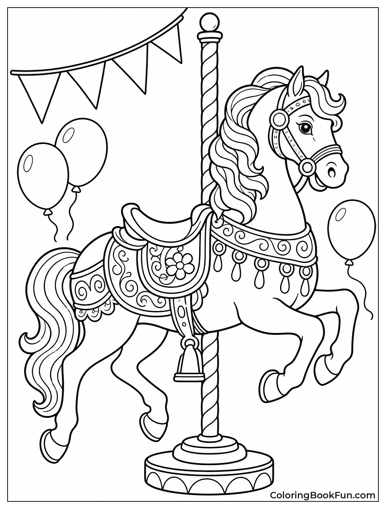 Ornate Carousel Horse with Saddle