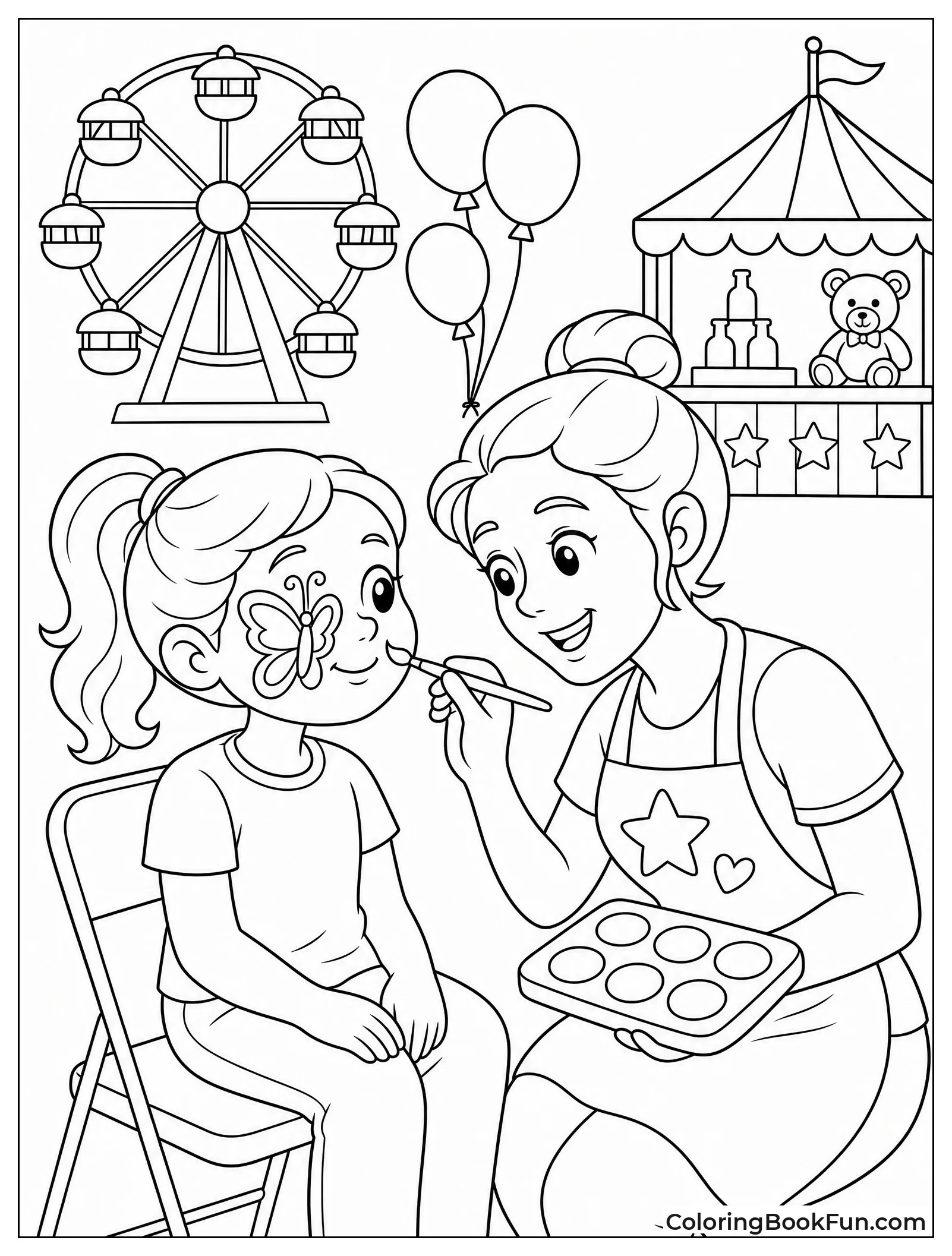 Child Getting Butterfly Face Paint