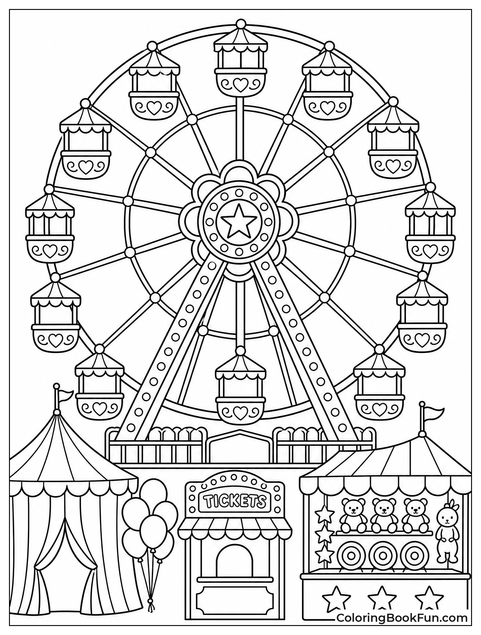Tall Ferris Wheel Over Carnival