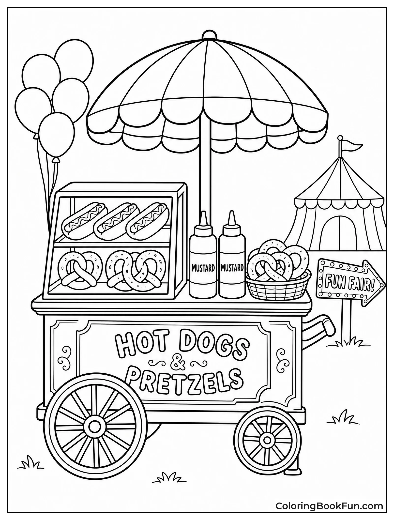 Hot Dog Cart with Umbrella