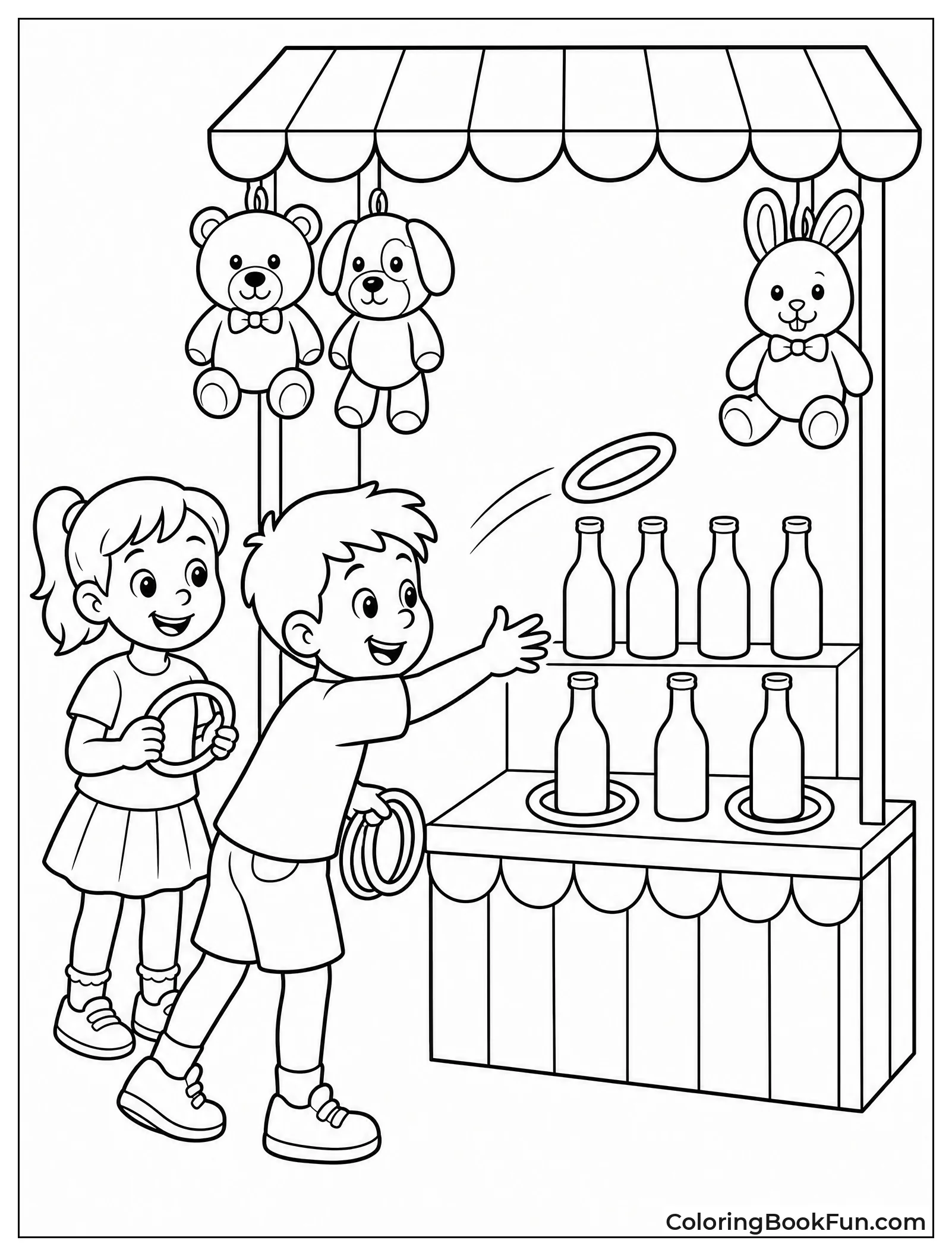 Kids Playing Ring Toss Game