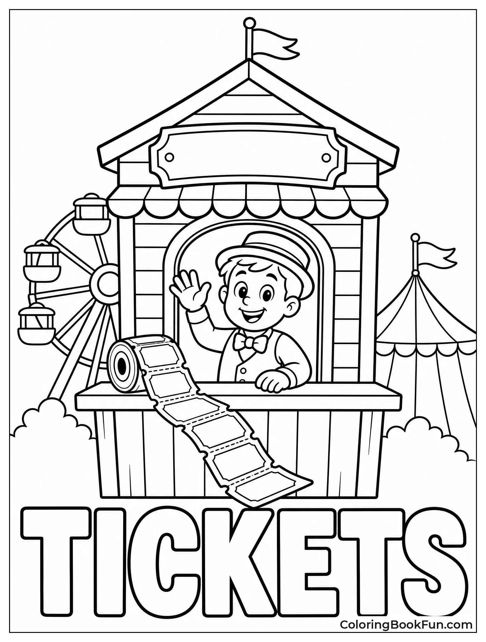 Friendly Ticket Booth with Rolls