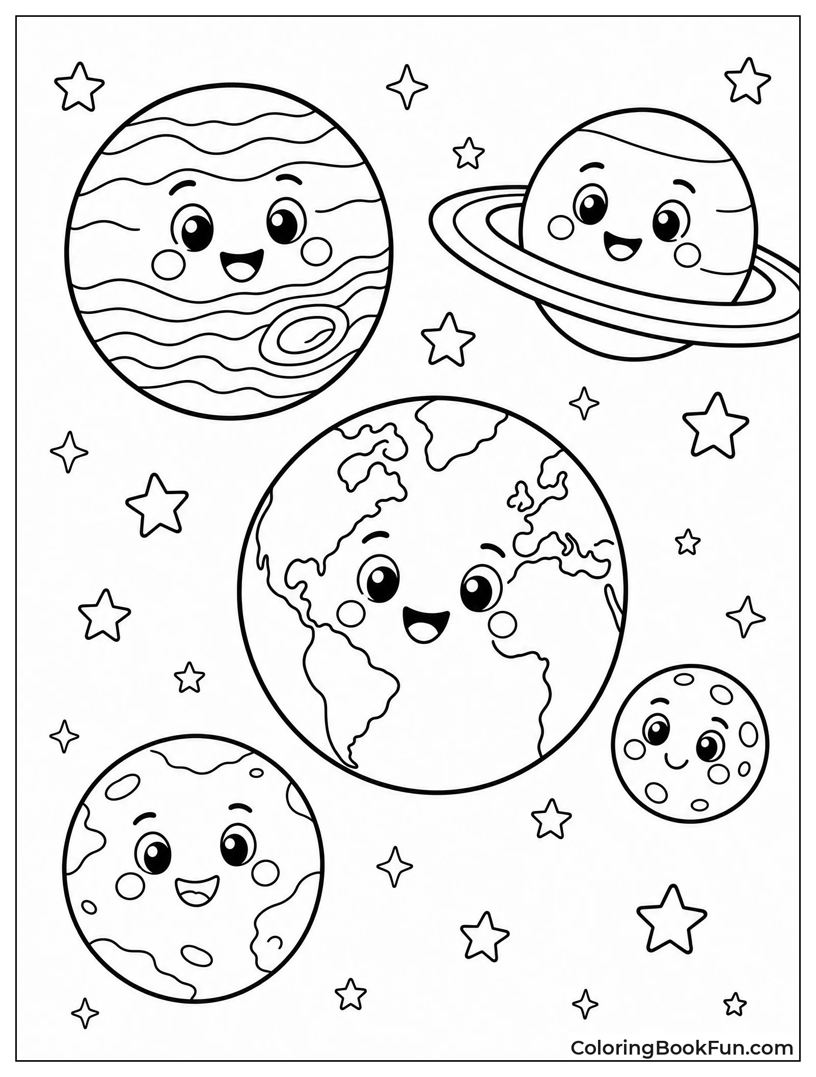 Smiling Planets With Rosy Cheeks