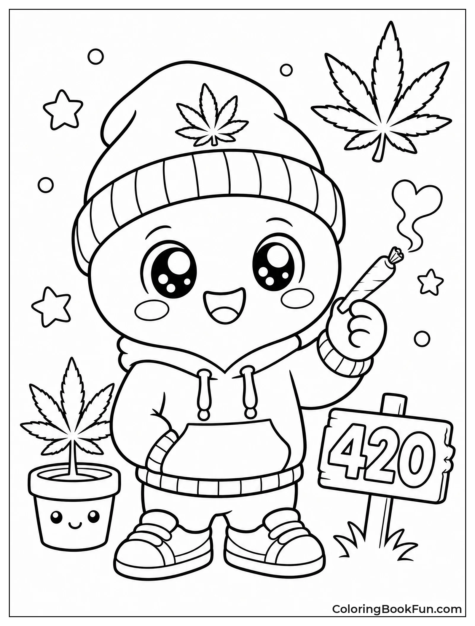 Cute Cartoon Buddy Holding Joint
