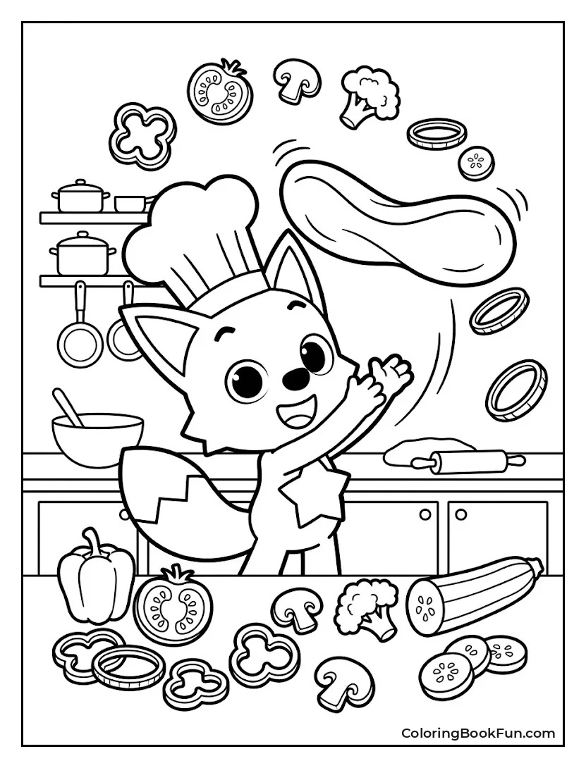 Pinkfong Tosses Pizza Dough
