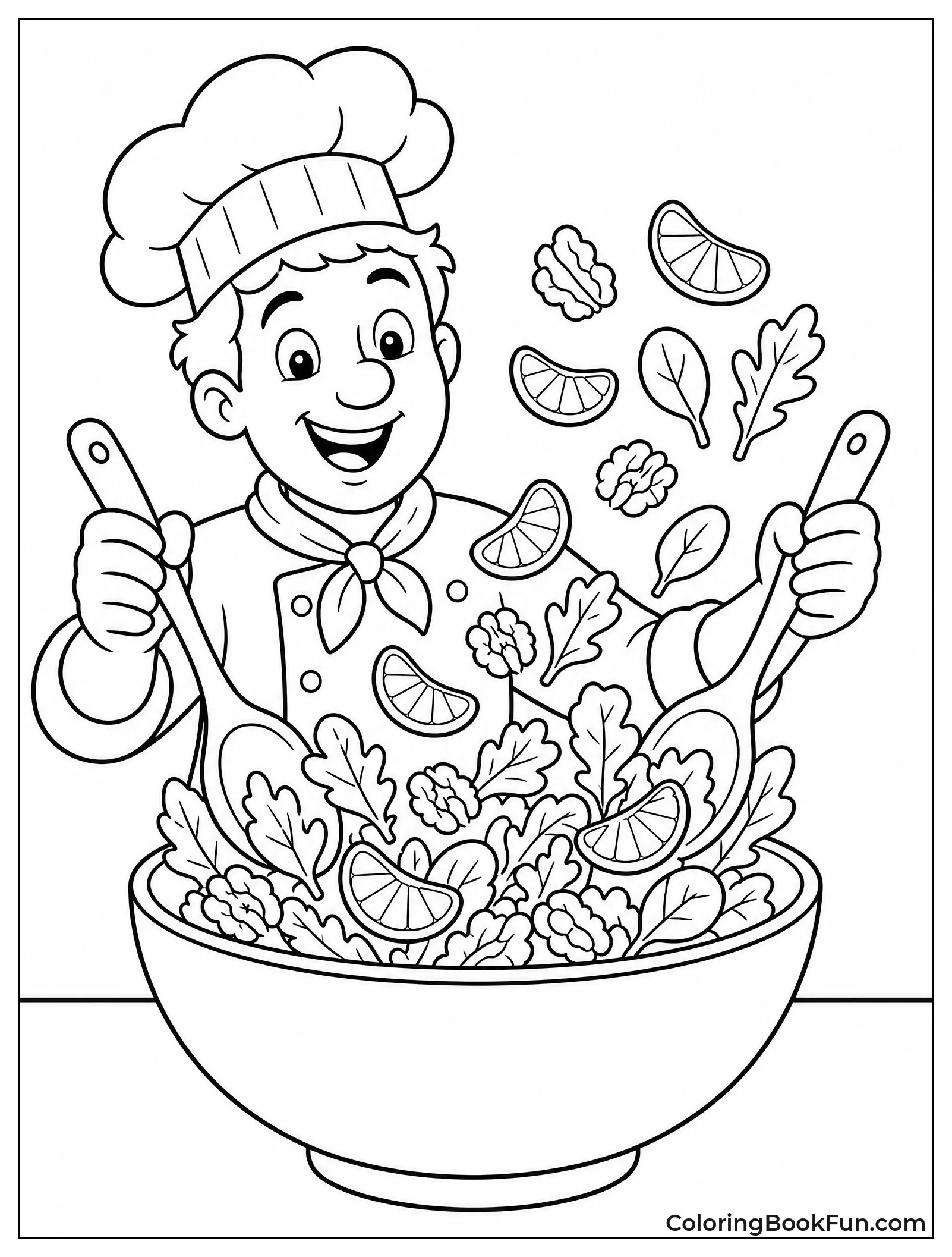 Chef Tossing an Orange Salad