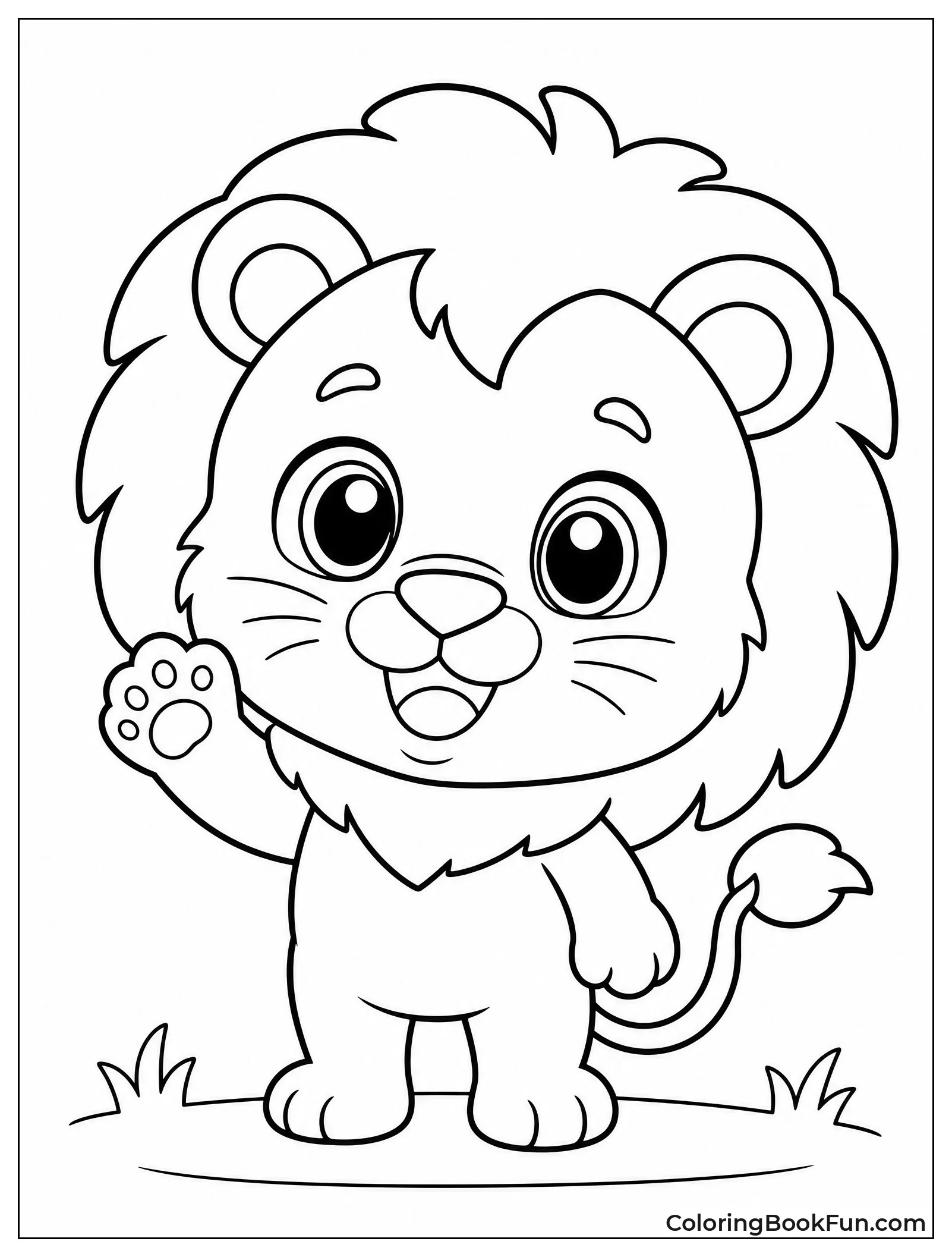 Cute Chibi Lion Waving Hello