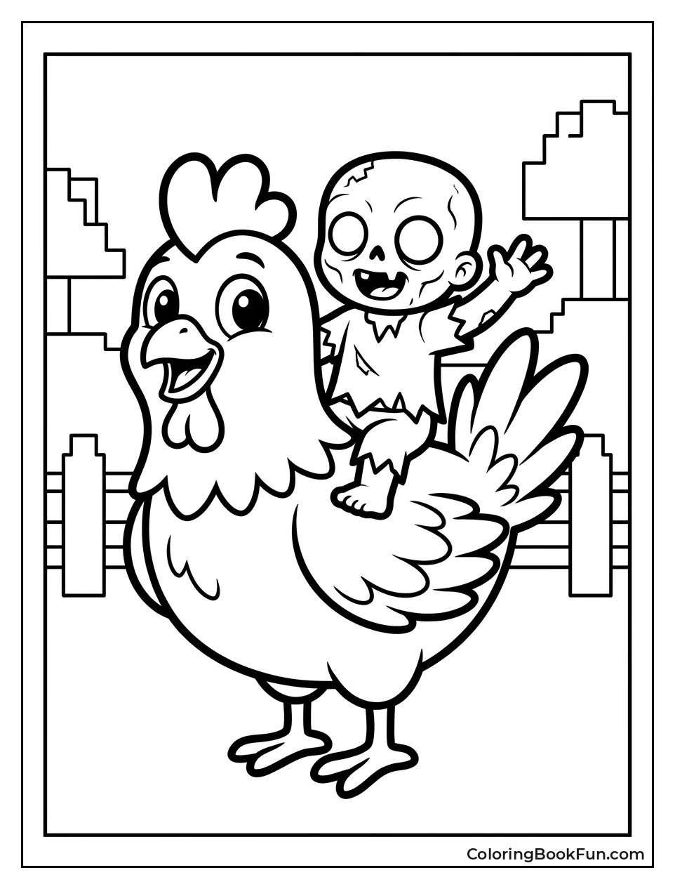Happy Chicken Giving a Ride
