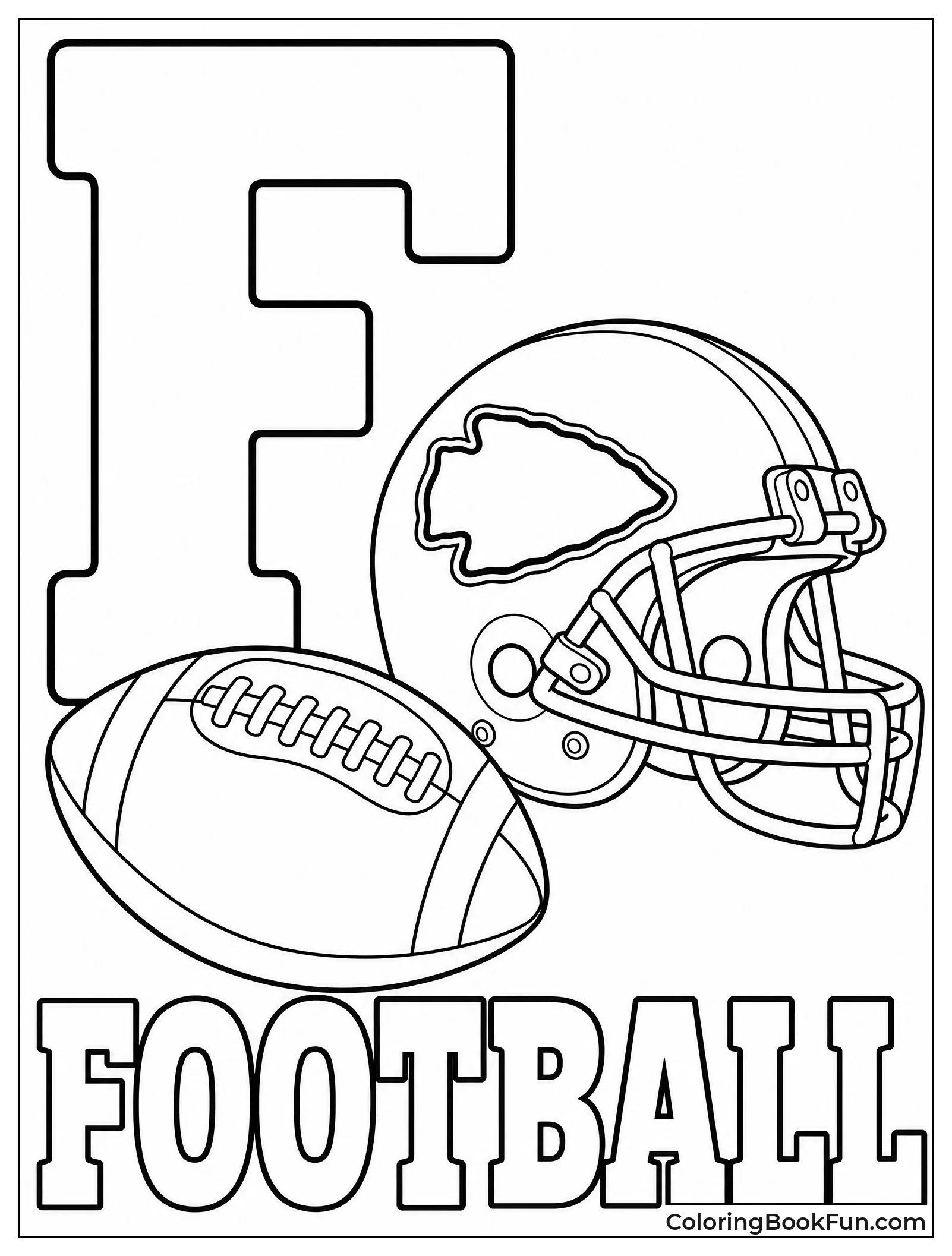 Letter F with Football and Helmet