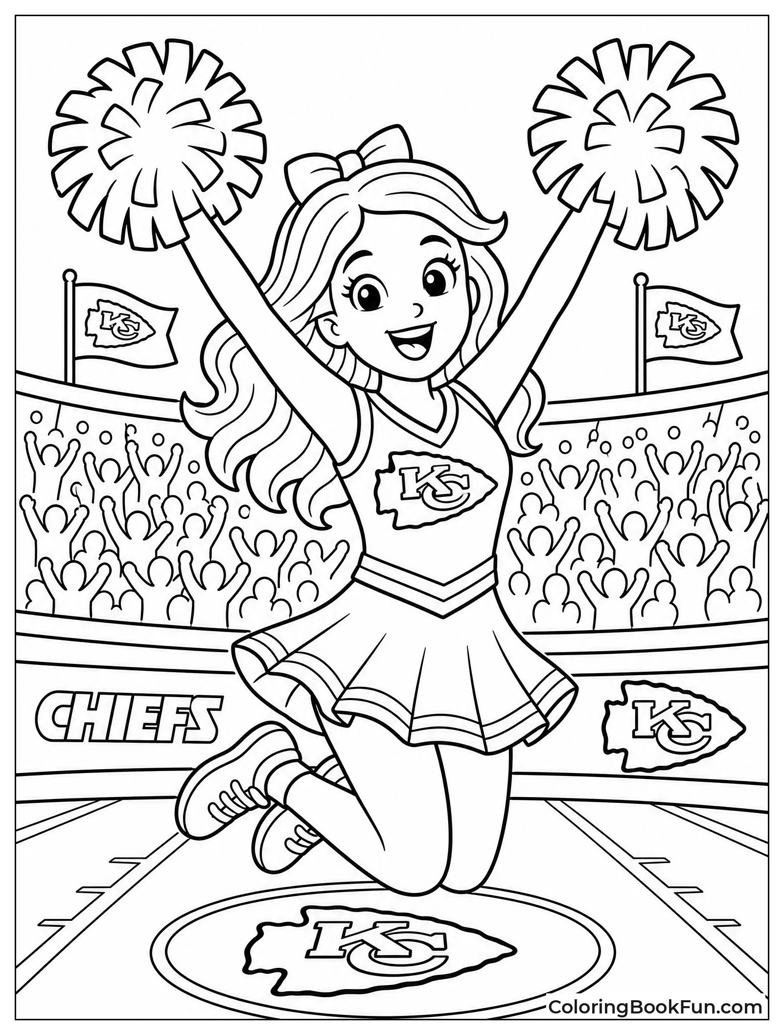 Cheerleader Jumping with Pom Poms