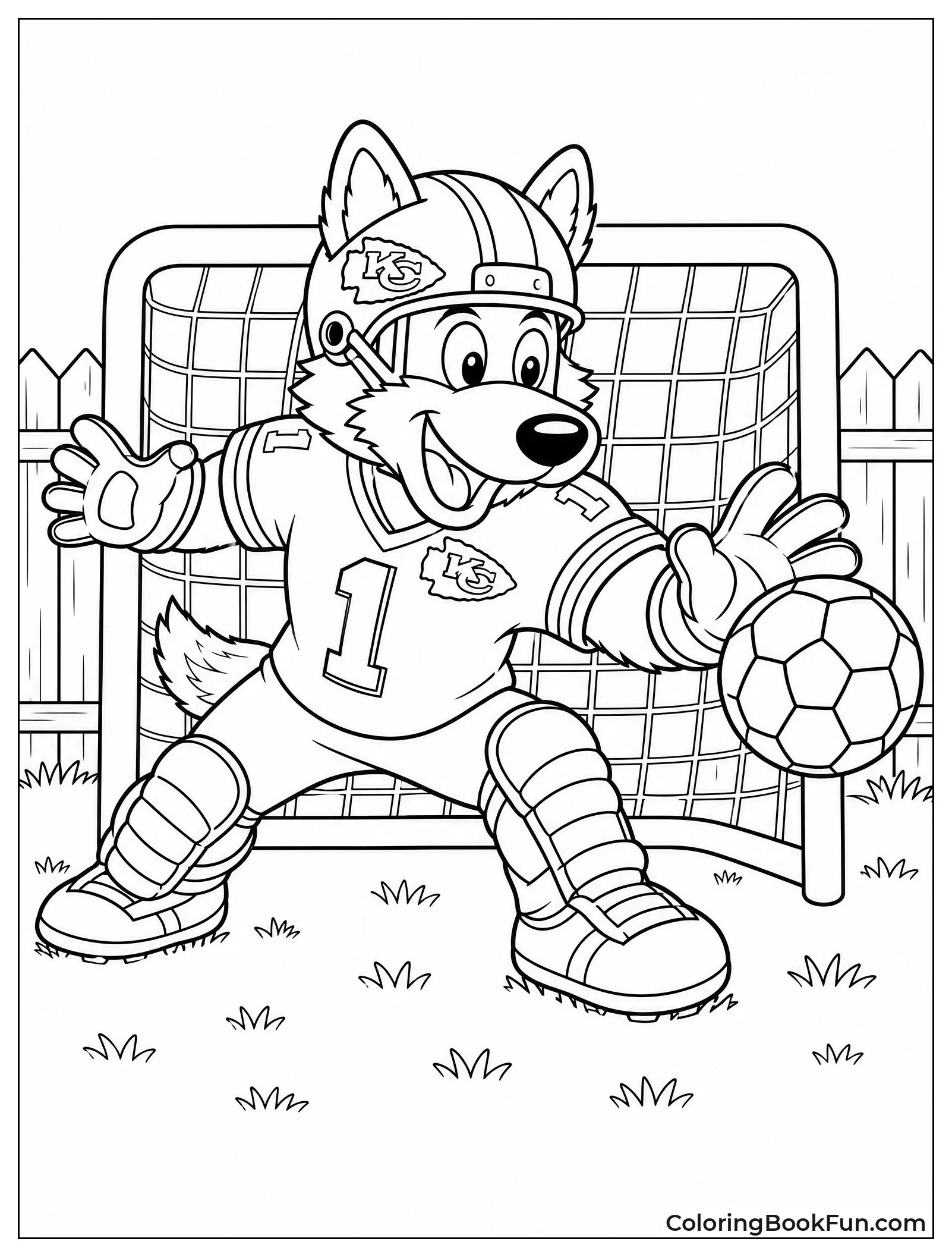 KC Wolf as Football Goalie