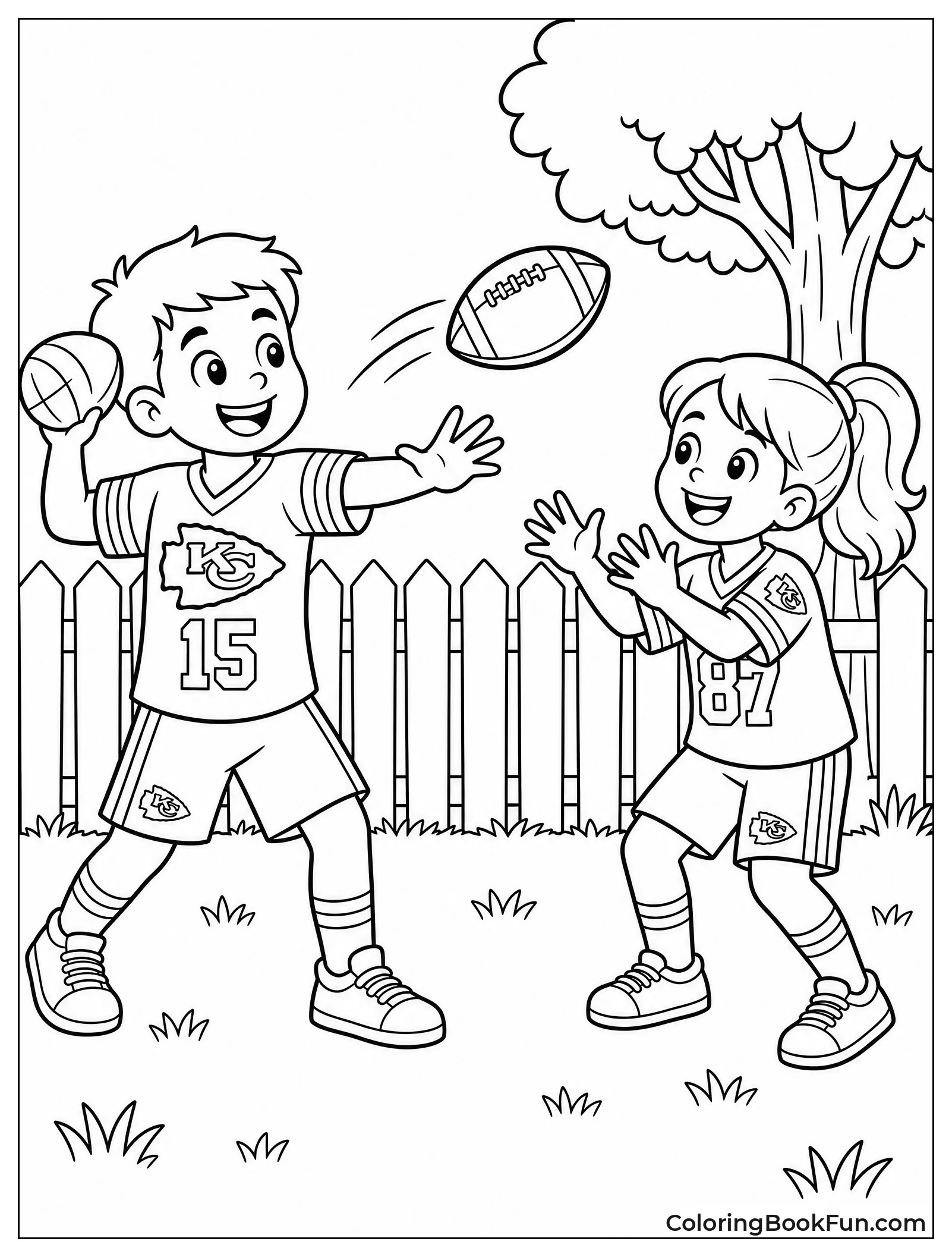 Kids Playing Catch in Backyard
