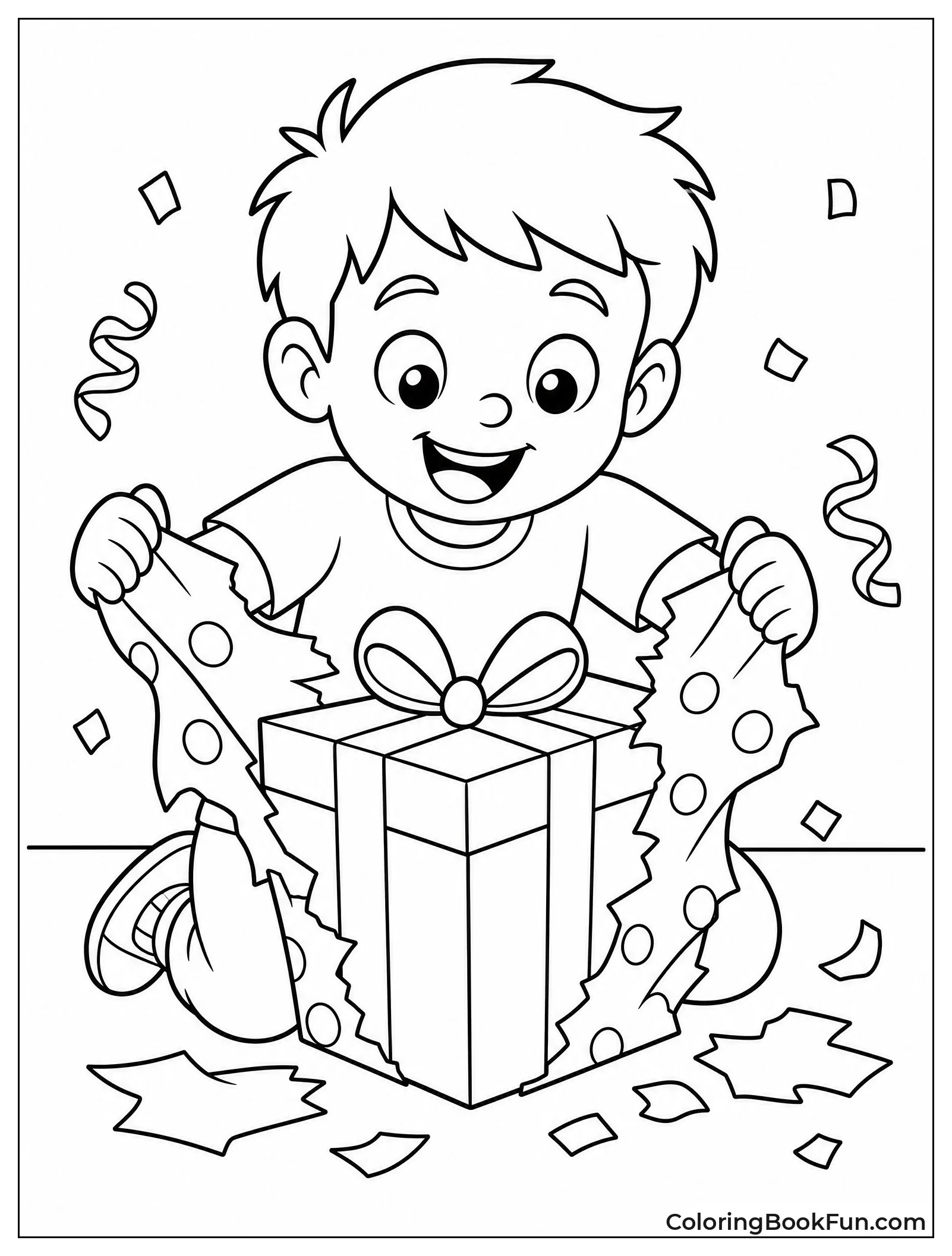 Child Tearing Open a Surprise Gift