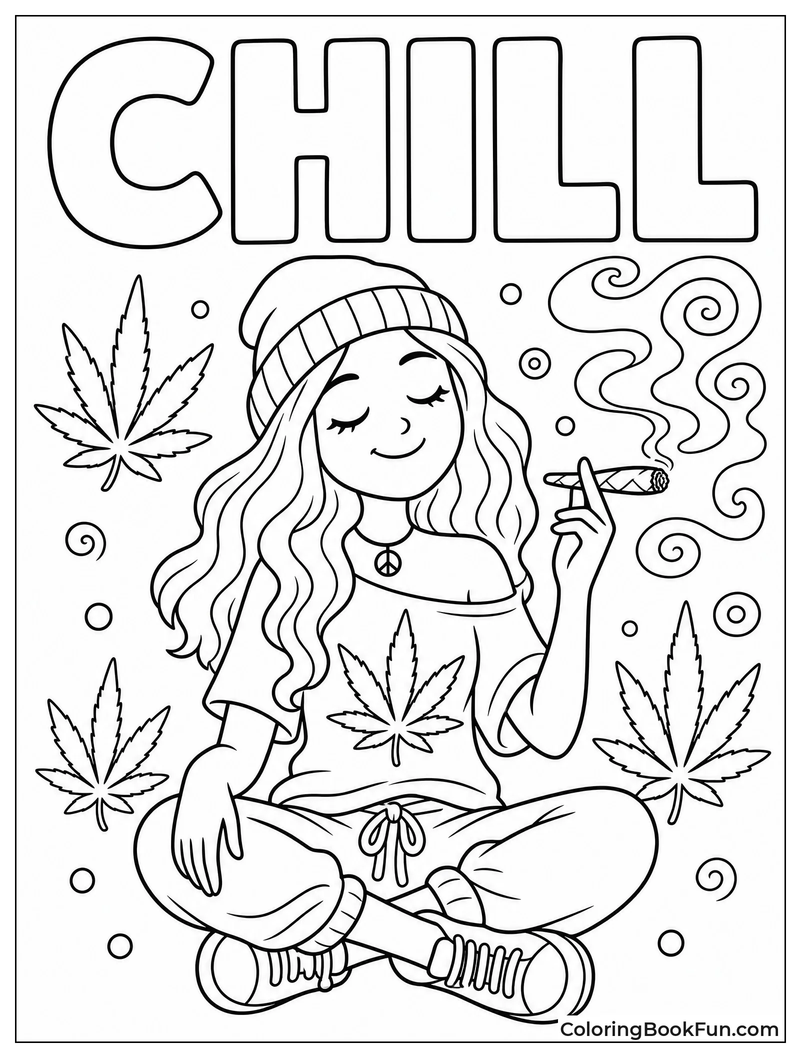 Relaxed Girl Sitting with Joint