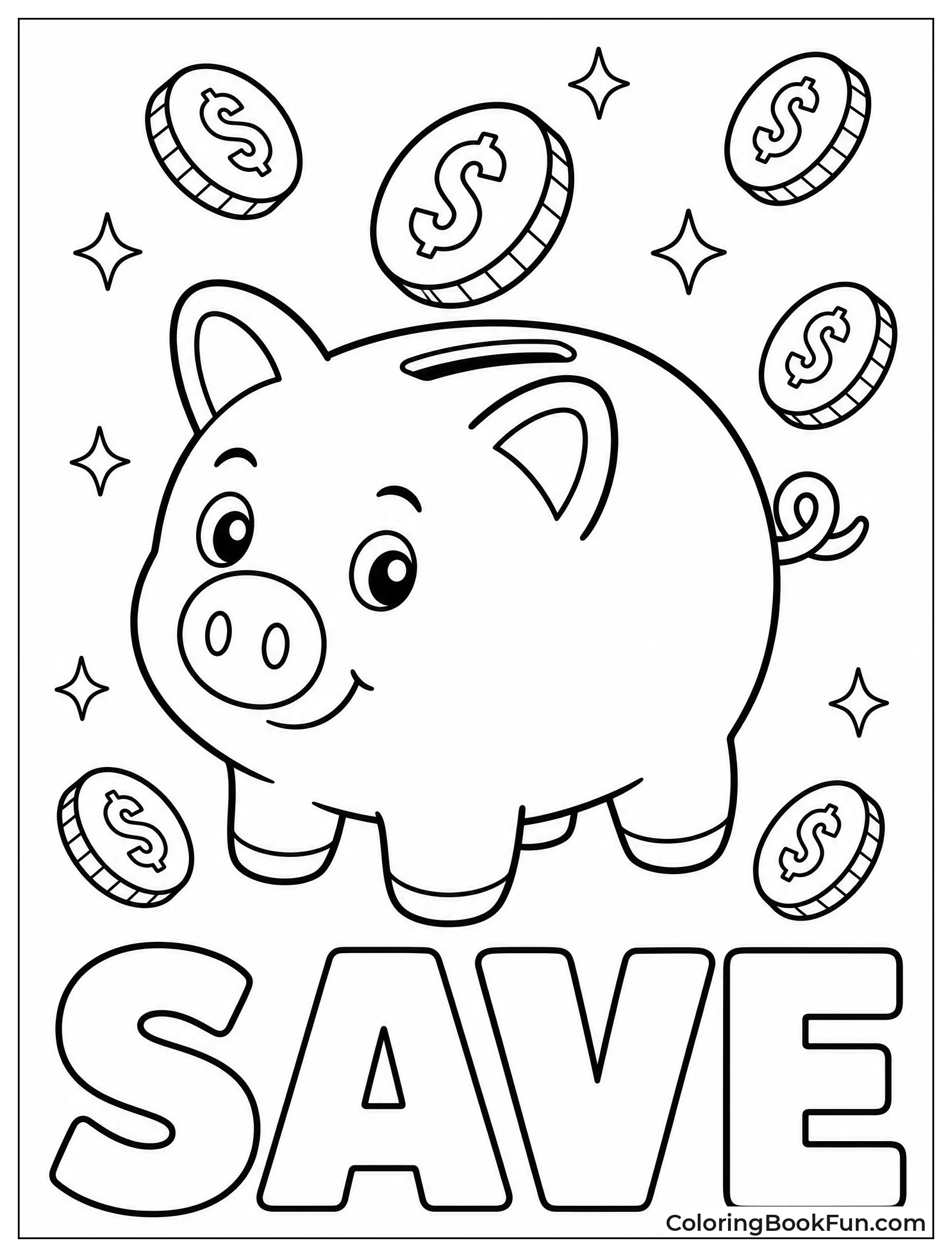 Ceramic Piggy Bank with Coins
