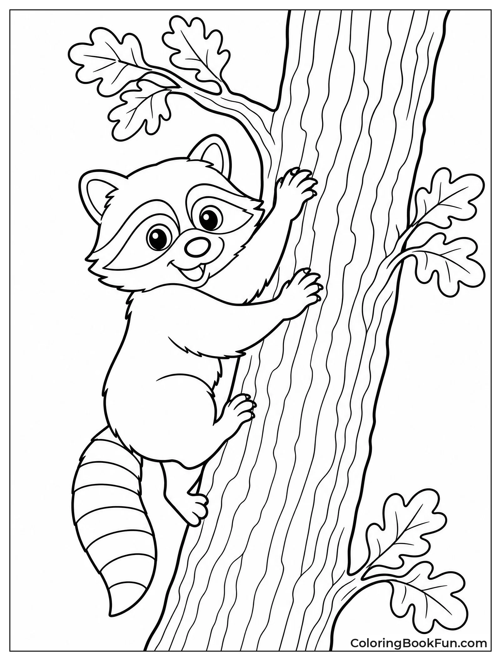 Raccoon Climbing a Tall Tree