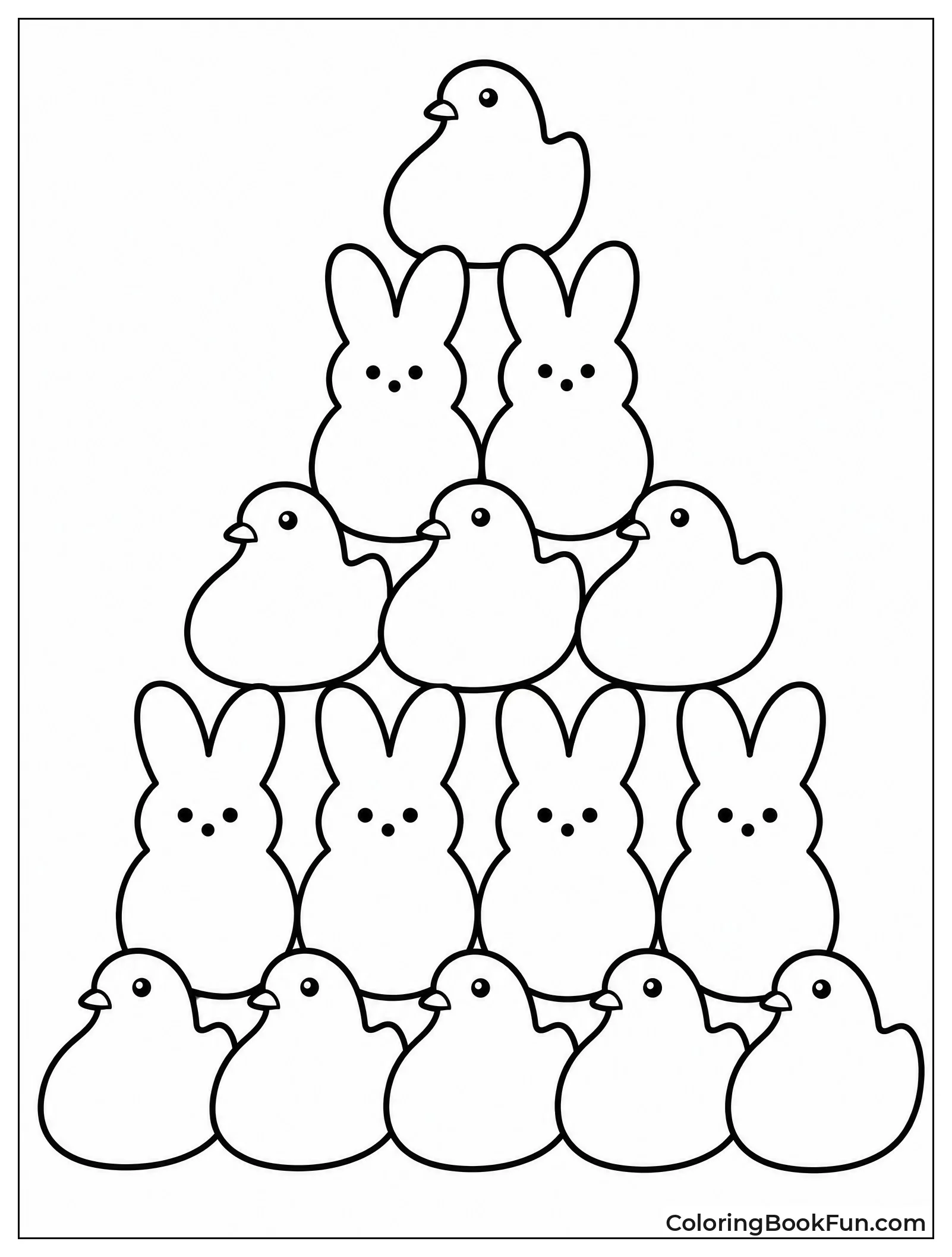 Colorful Peeps Stacked in Pyramid