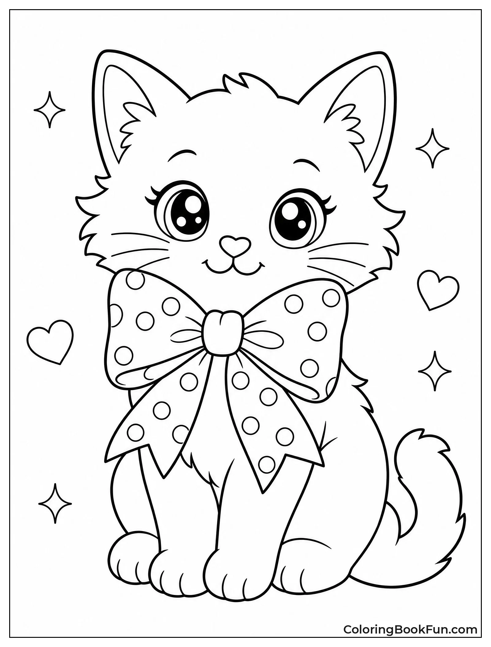 Kitten with Polka Dot Bow
