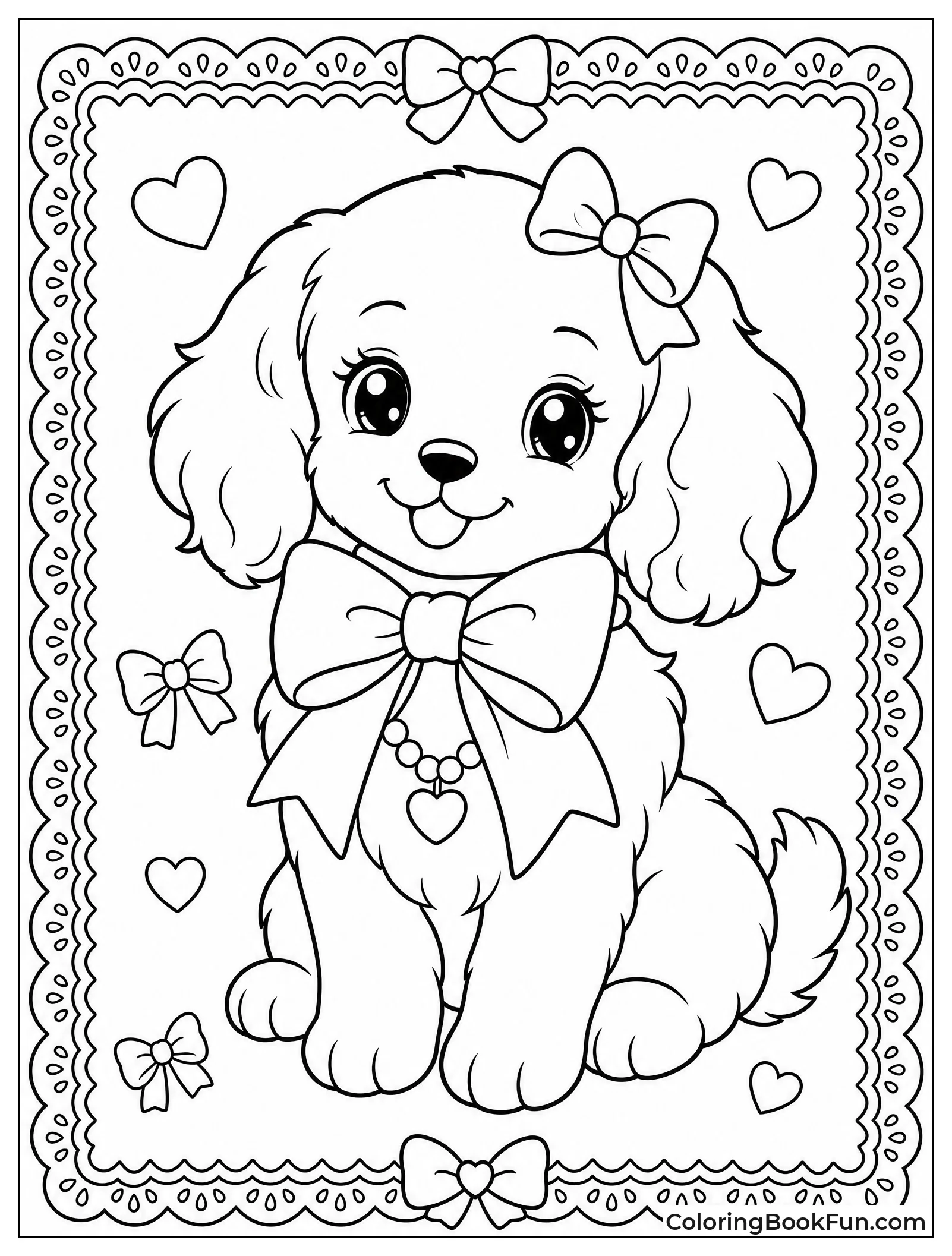 Puppy Wearing Pearl Necklace