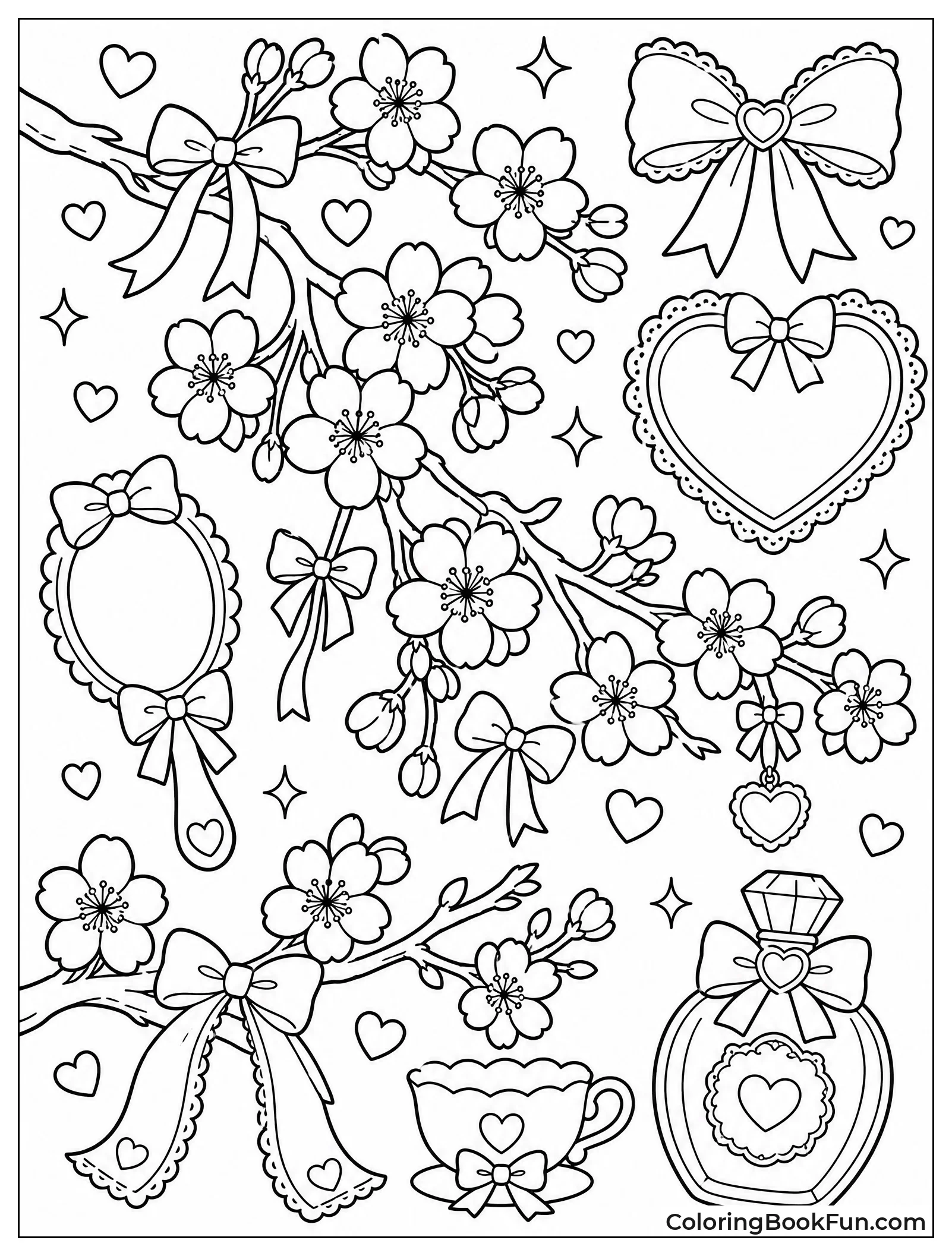 Cherry Blossoms with Pink Ribbons