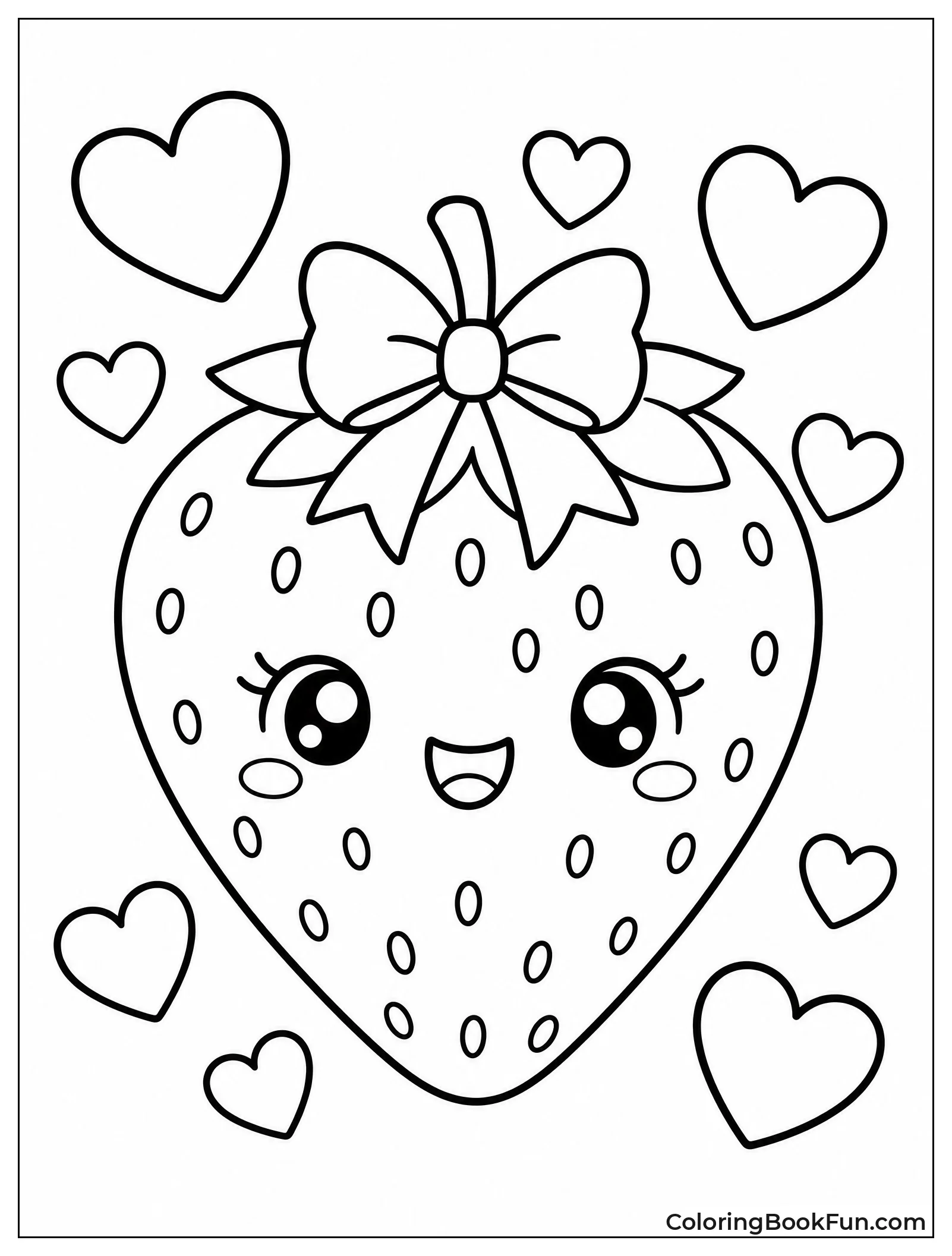 Strawberry Wearing Pink Bow