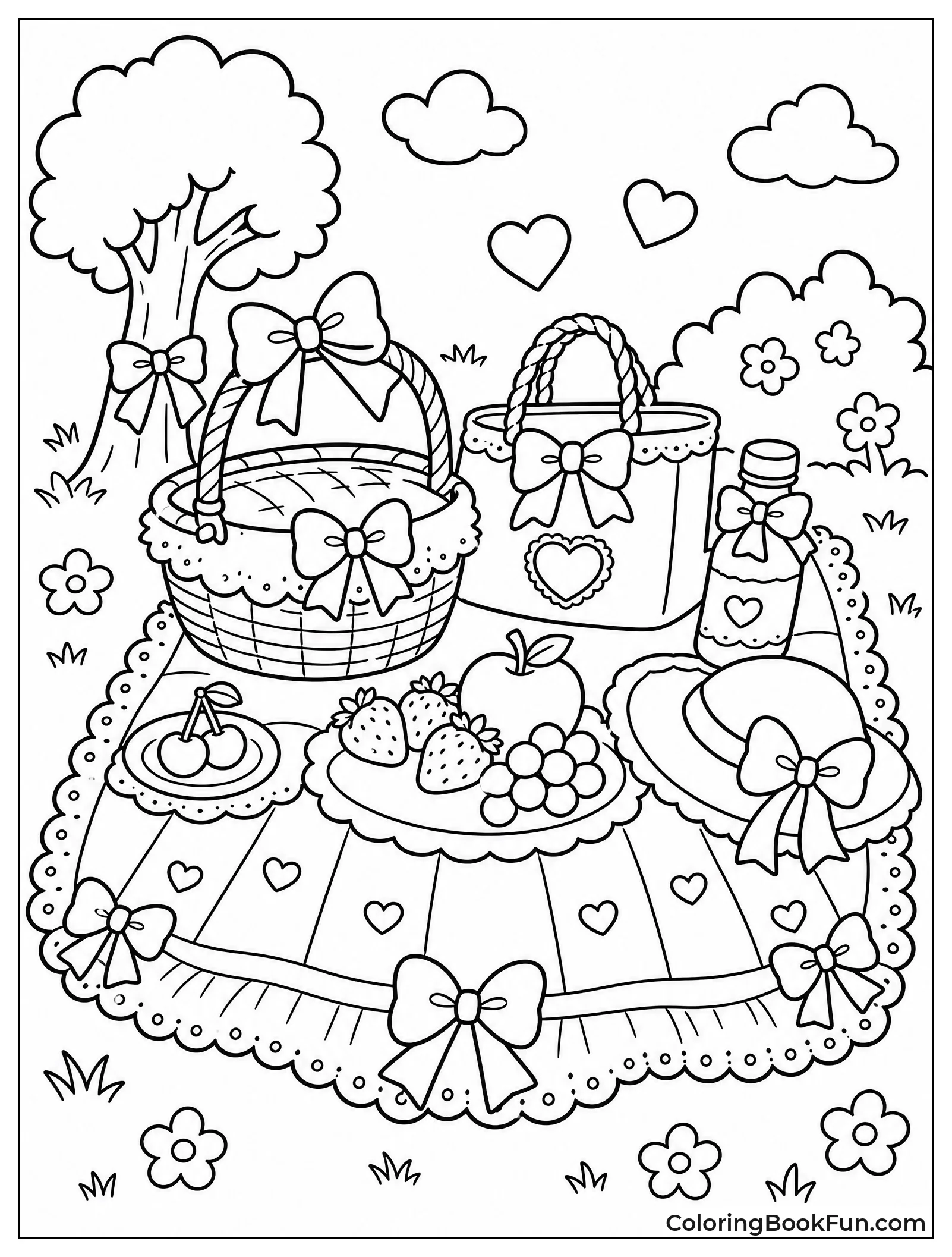 Picnic Blanket with Scattered Bows