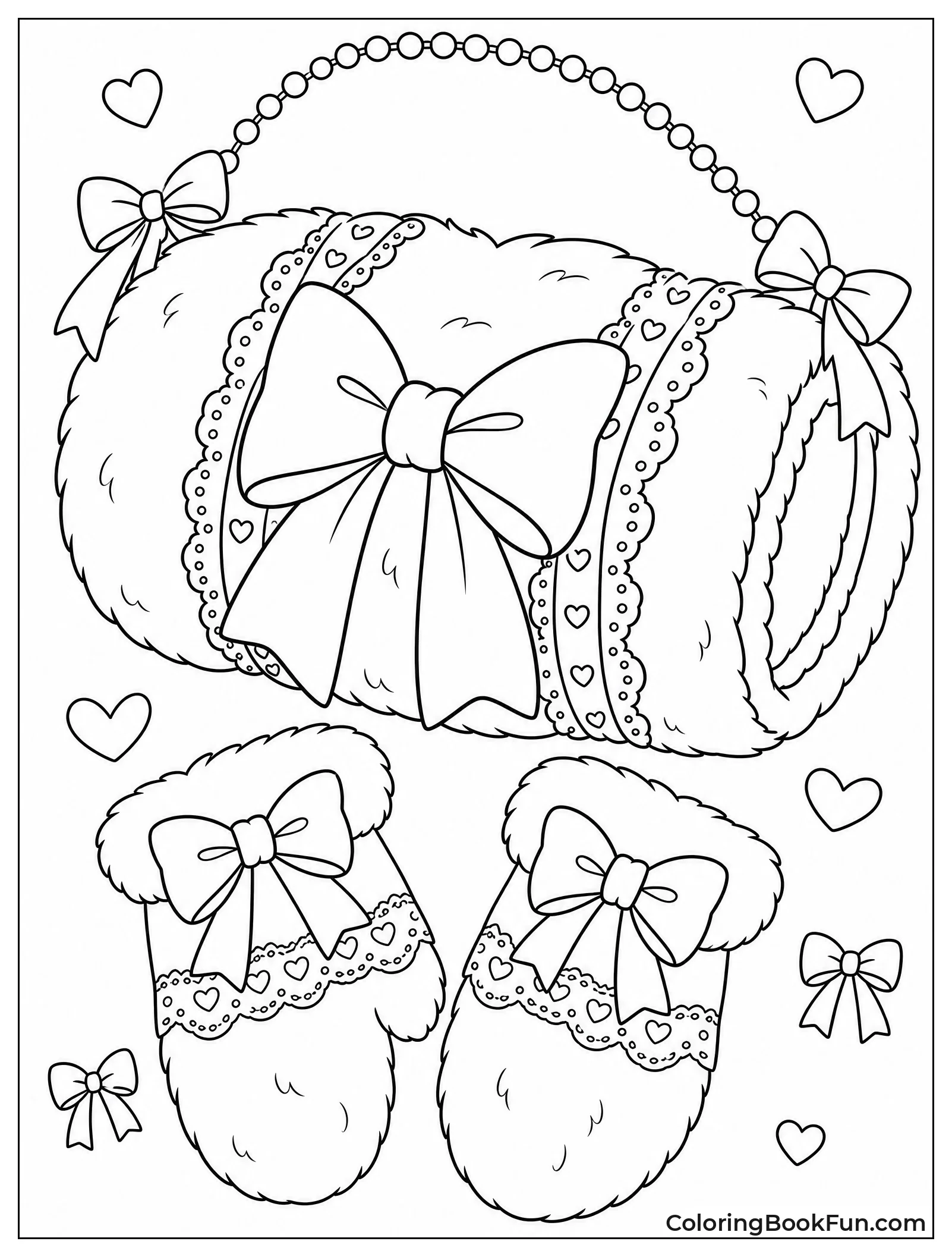 Muff and Mittens with Bows