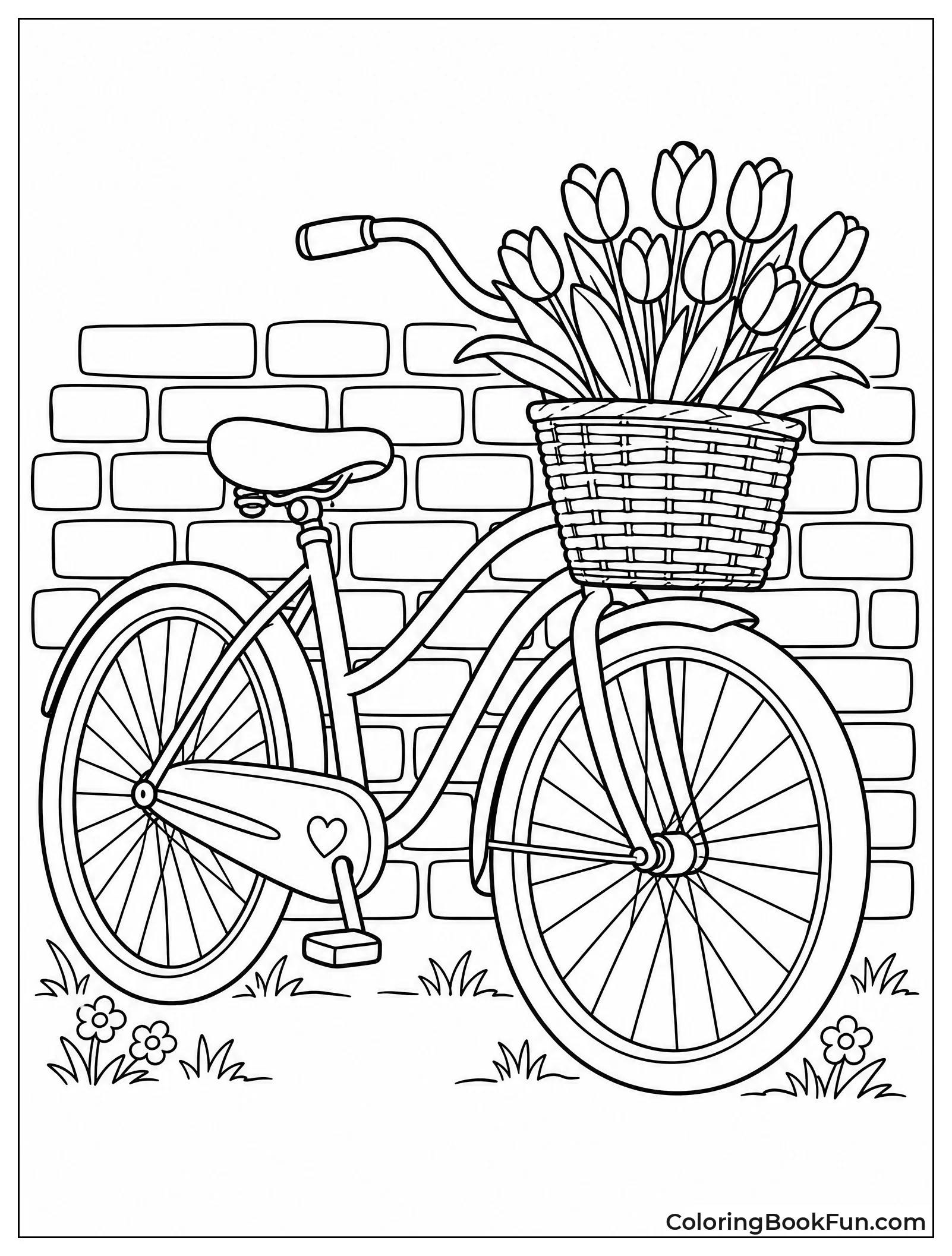 Bicycle with a Basket of Tulips