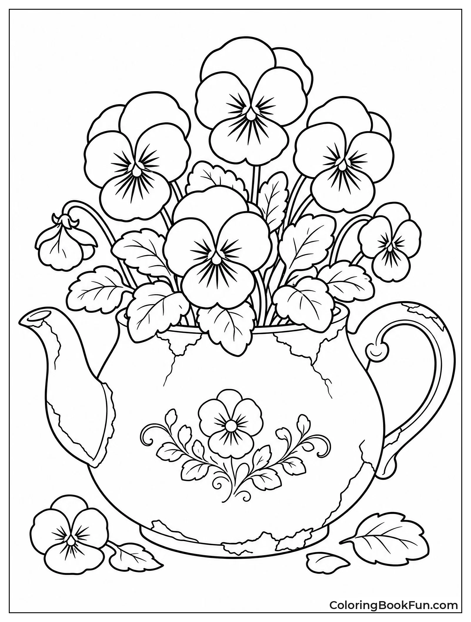 Teapot Filled with Blooming Pansies
