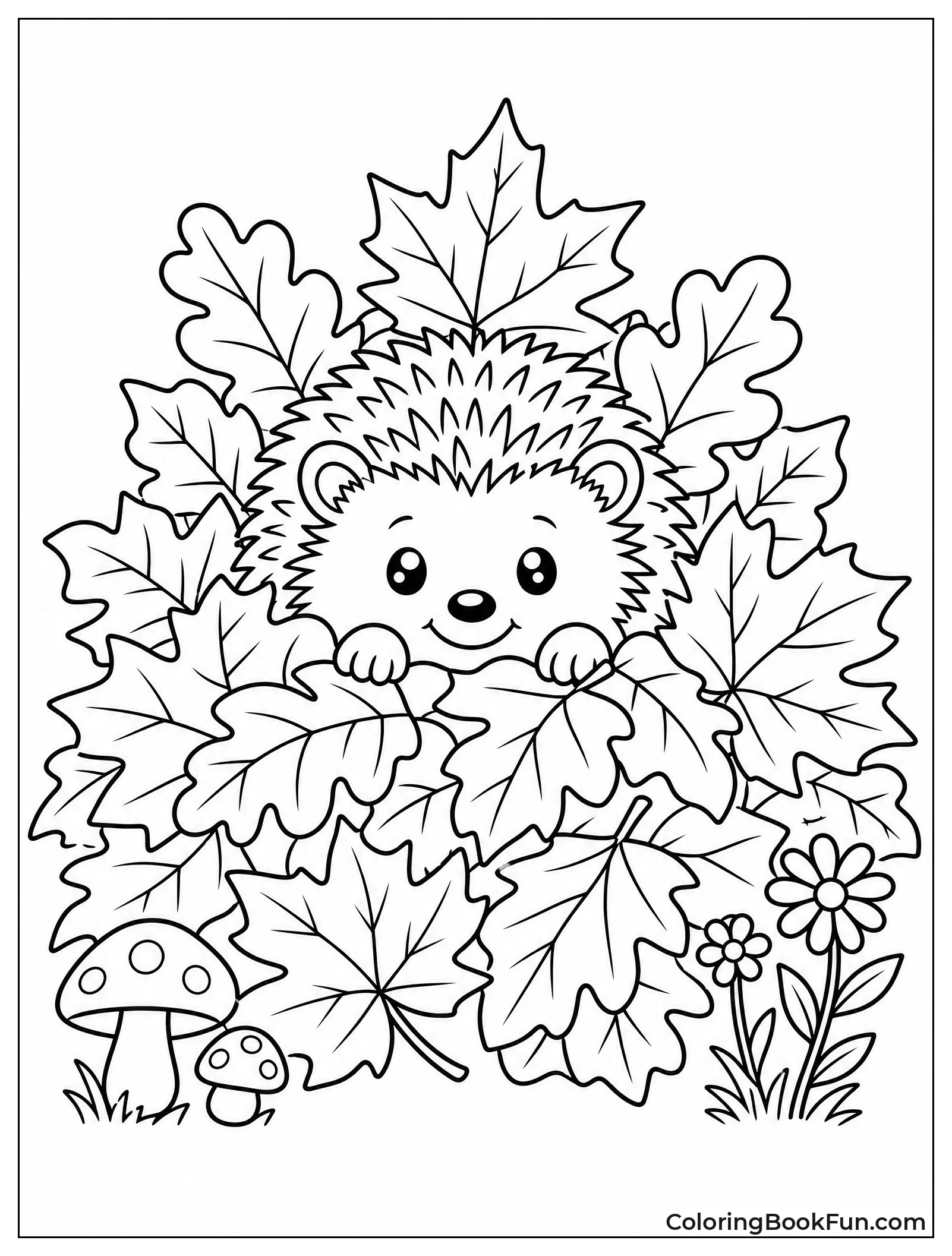 Hedgehog Peeking from Crunchy Leaves