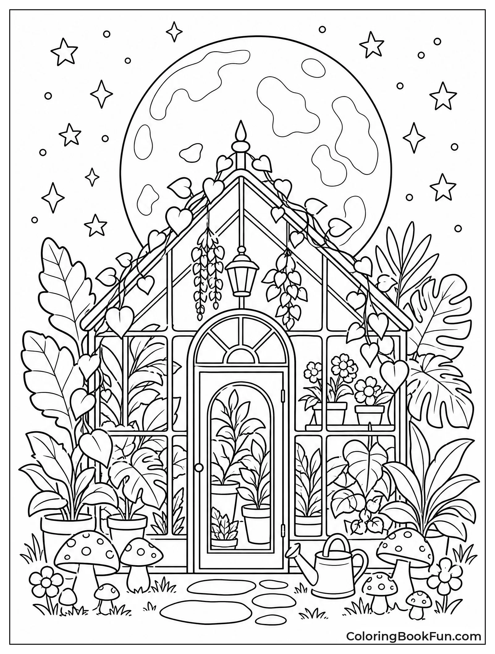 Greenhouse under a Bright Moon