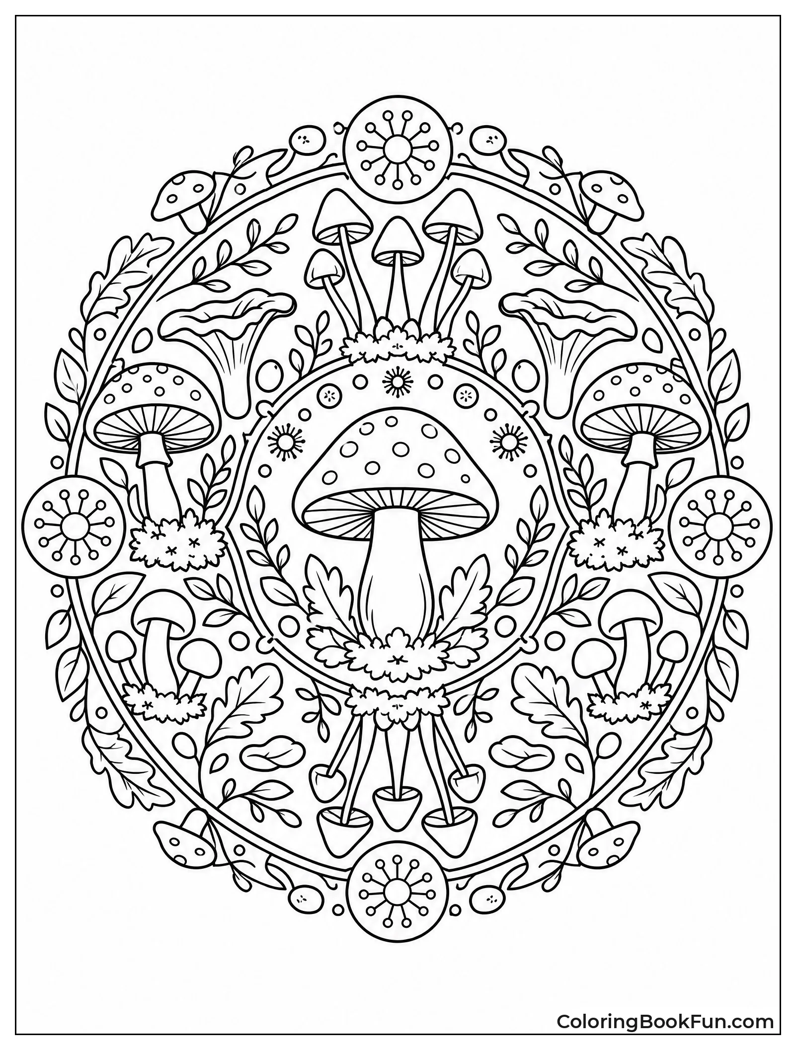 Mandala Made of Different Mushrooms