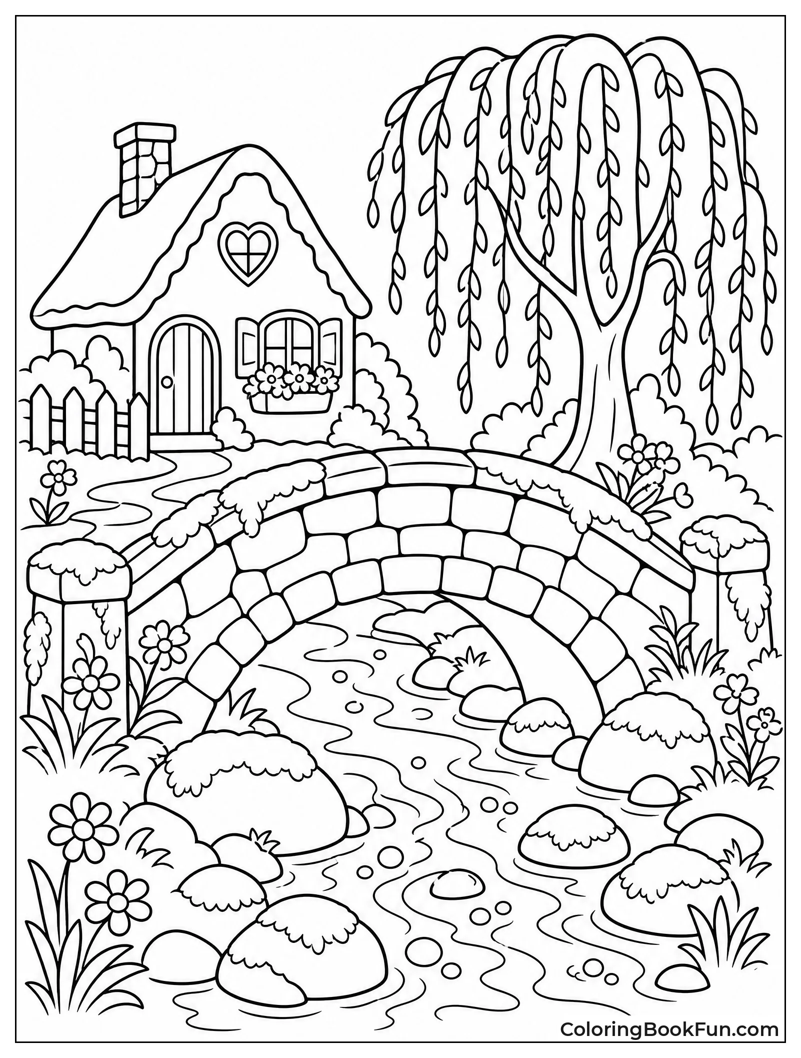 Stone Bridge over a Bubbling Brook
