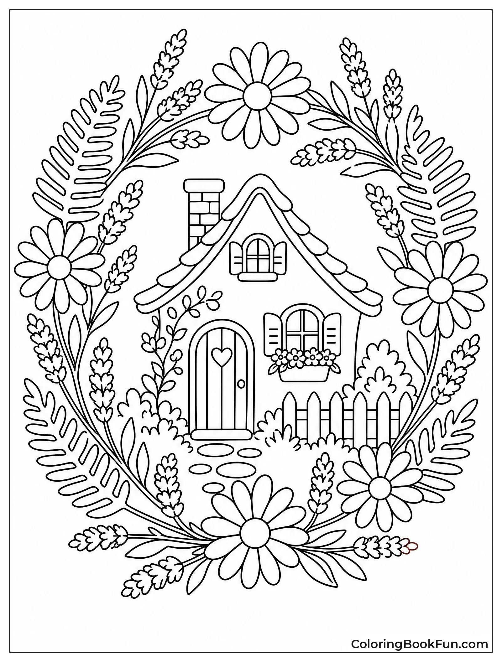 Wreath of Daisies around a Cottage