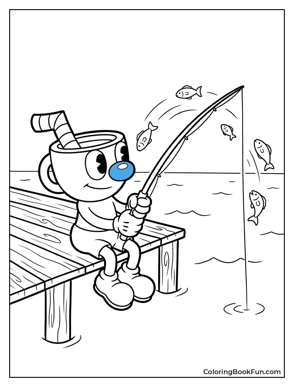 Mugman Fishing From Wooden Pier