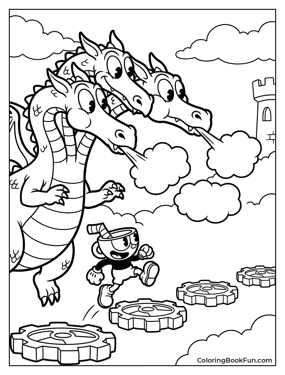 Dragon Breathing Fire at Cuphead