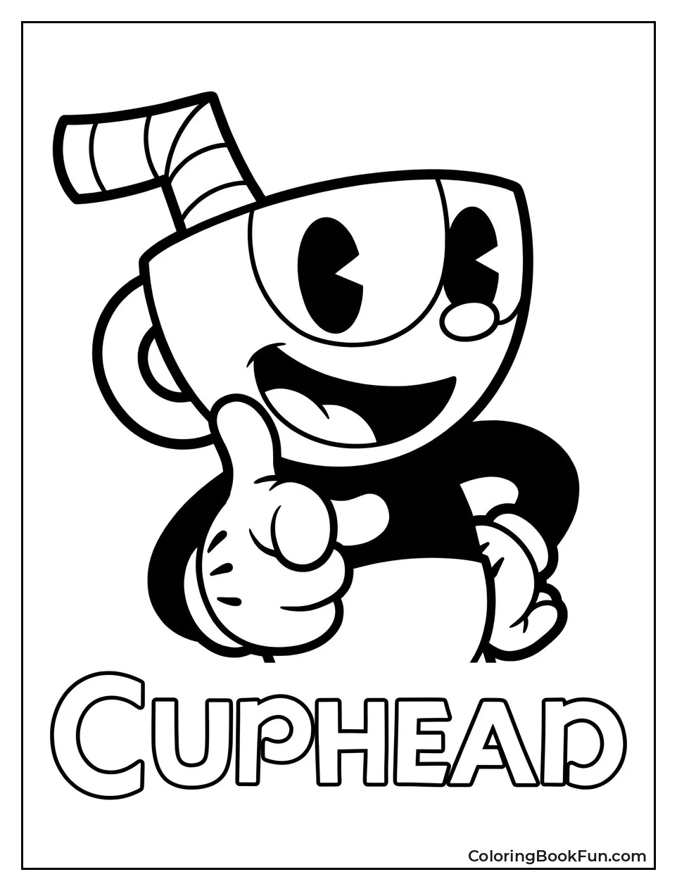 Smiling Cuphead Pointing Forward