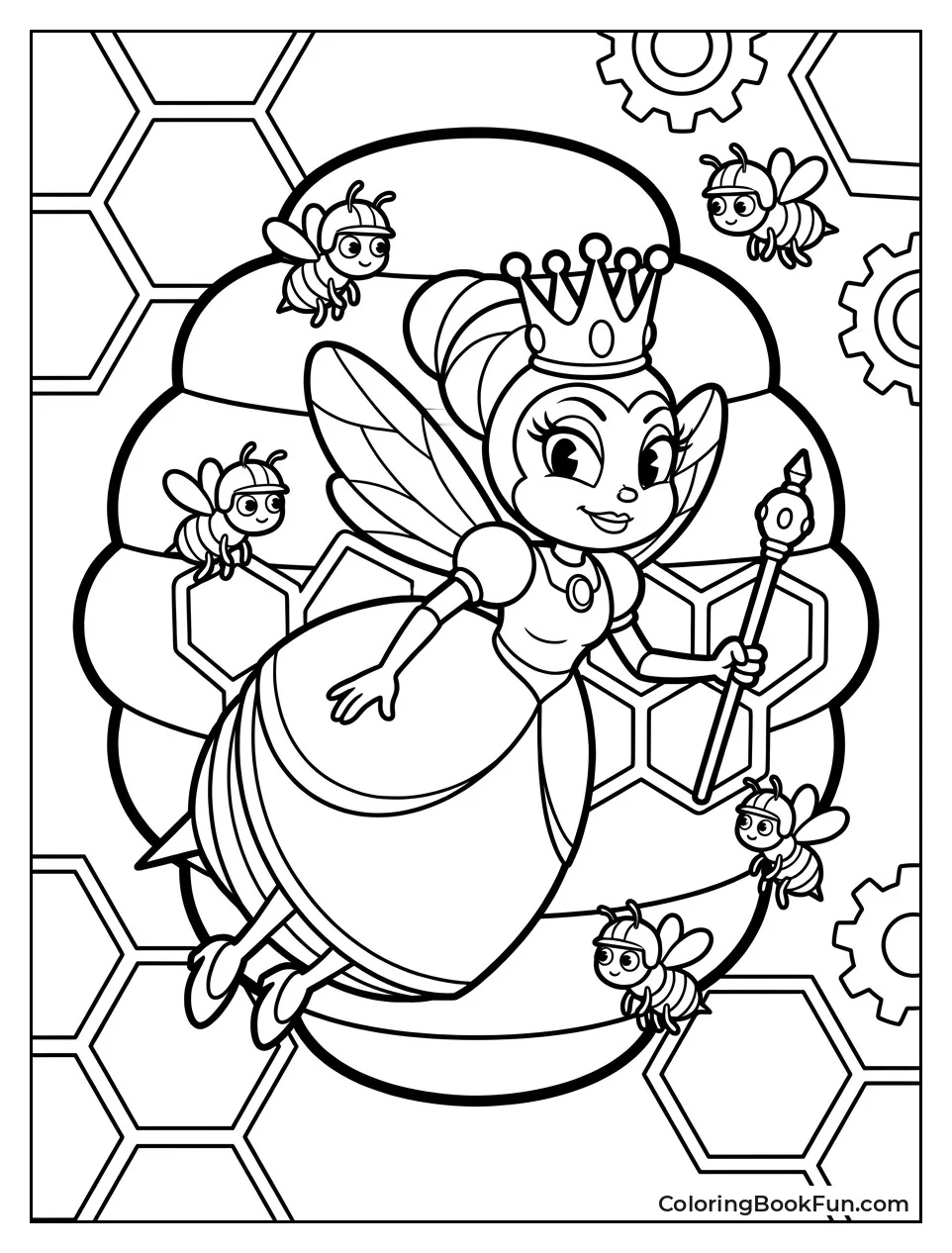 Queen Bee With Her Hive
