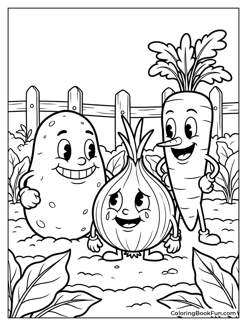 Three Vegetables Standing In Garden