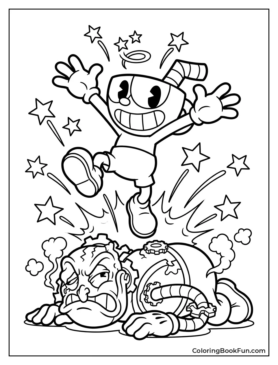 Cuphead Leaping After Big Victory