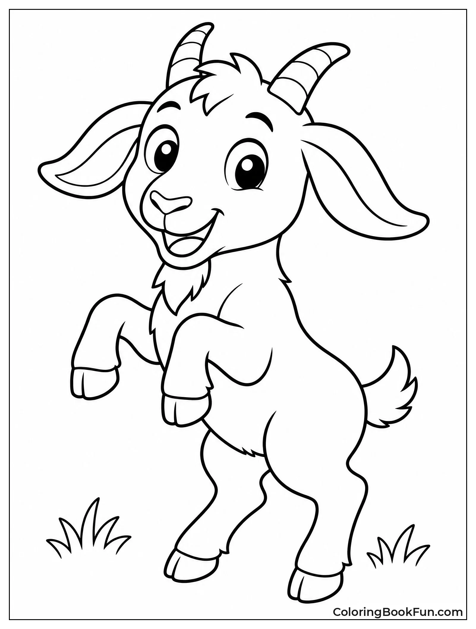 Smiling Cartoon Goat With Big Eyes
