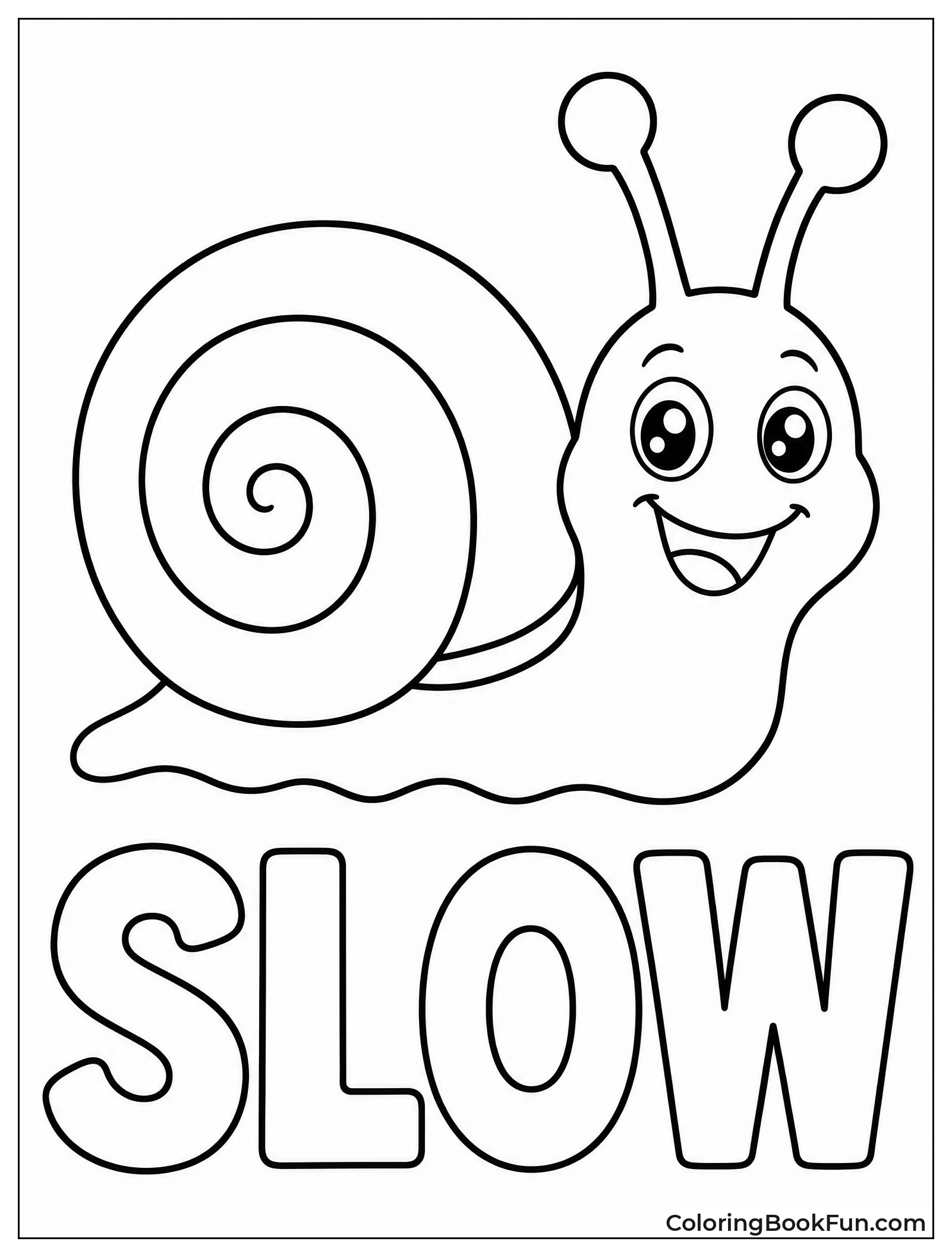 Cute Cartoon Snail With Big Eyes