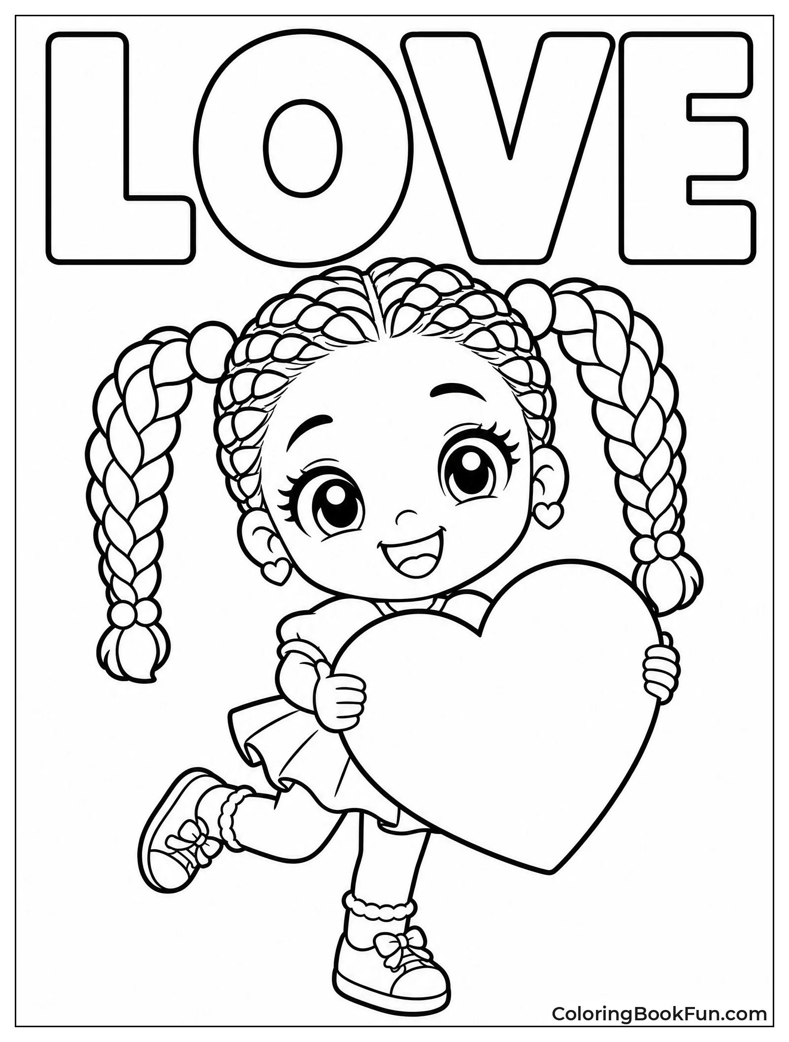 Cute Chibi Girl Holding Heart