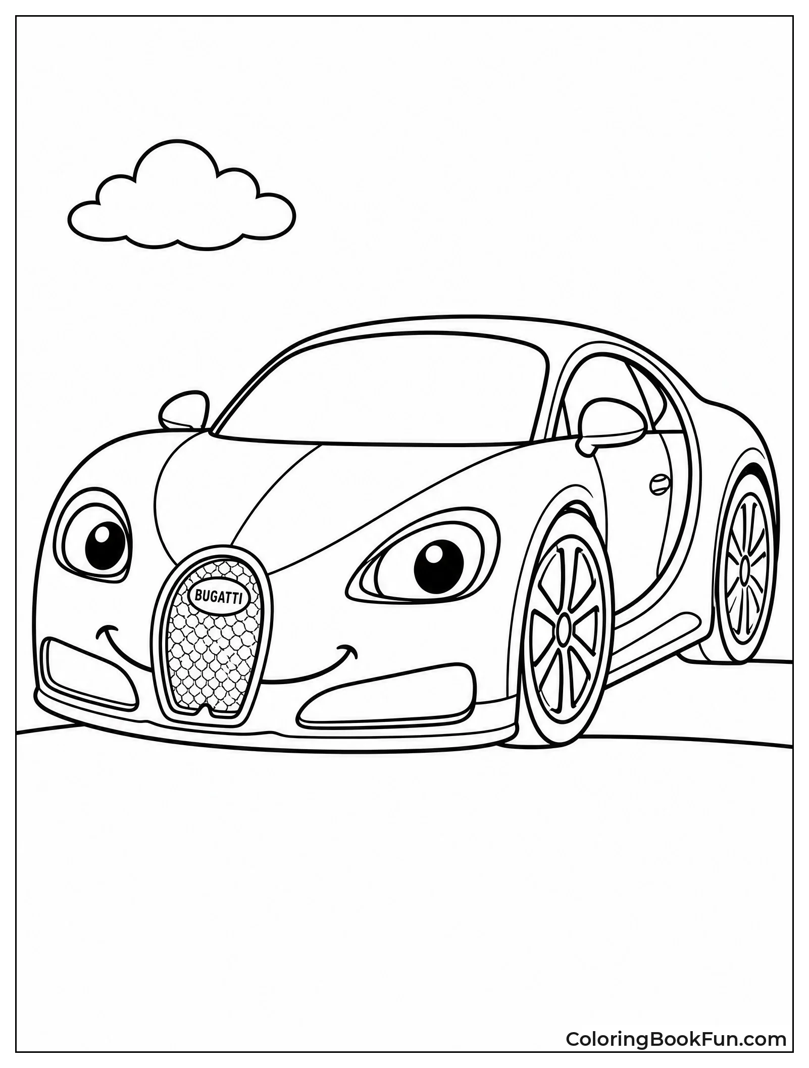 Cute Cartoon Bugatti with a Big Smile
