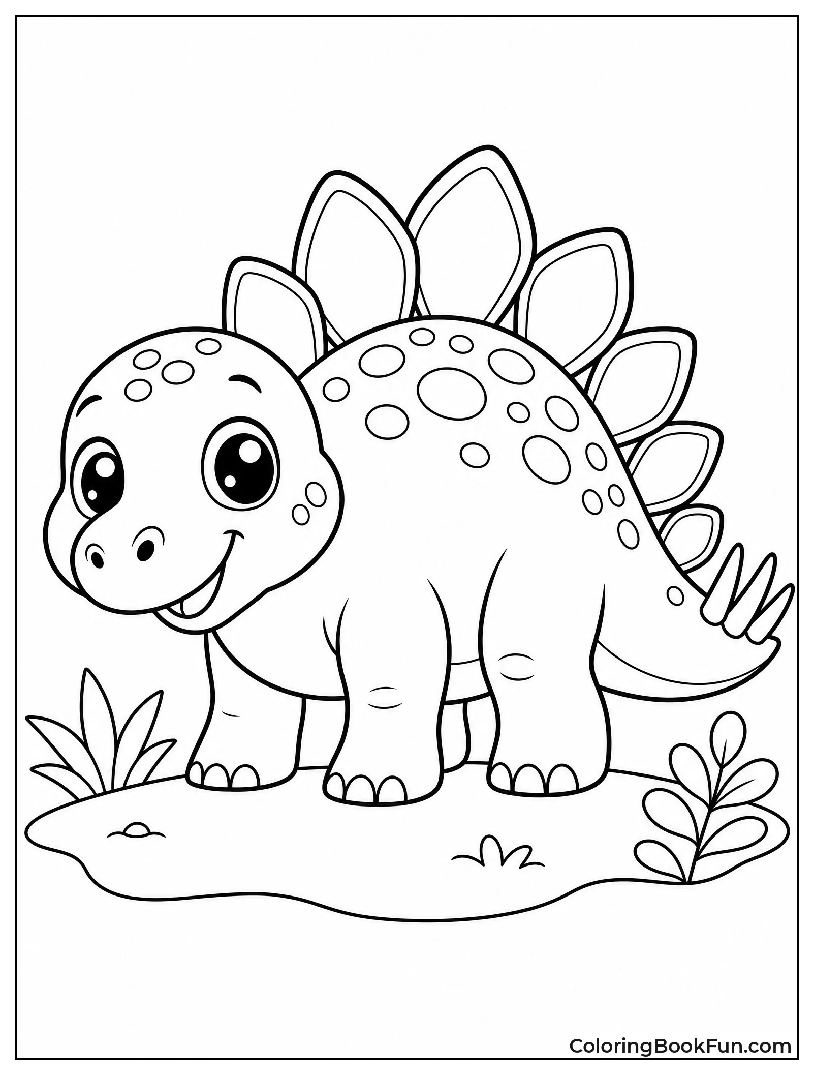 Cute Kawaii Stegosaurus with Big Eyes