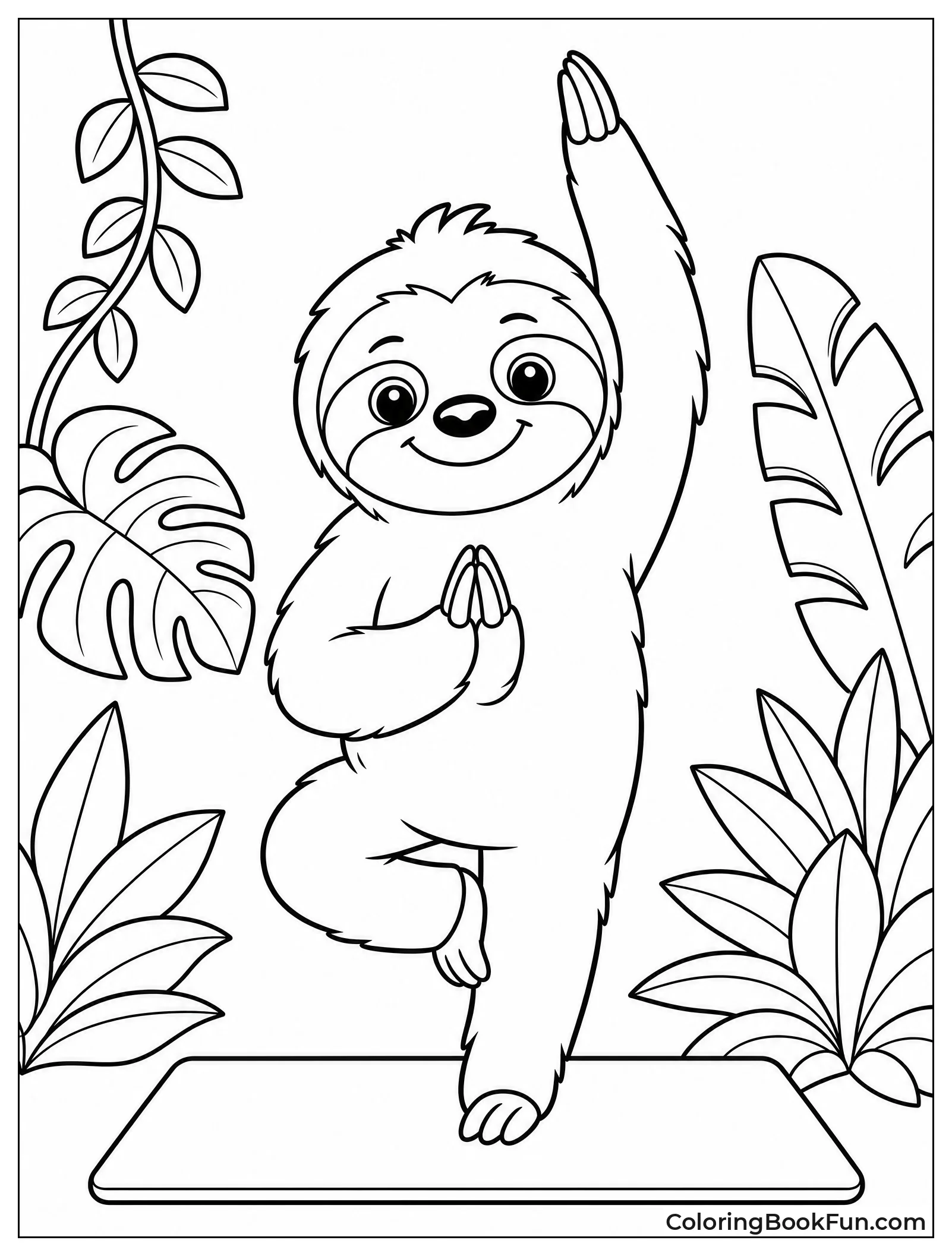 Sloth Holding Tree Pose Happily