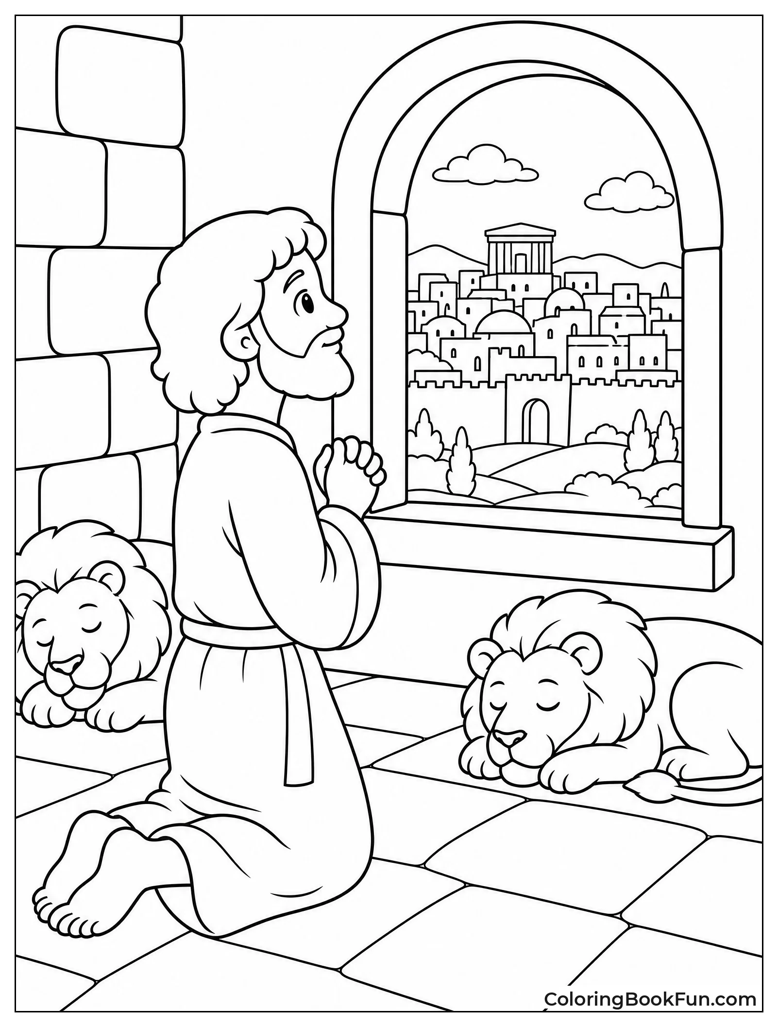 Daniel Praying Among Sleeping Lions