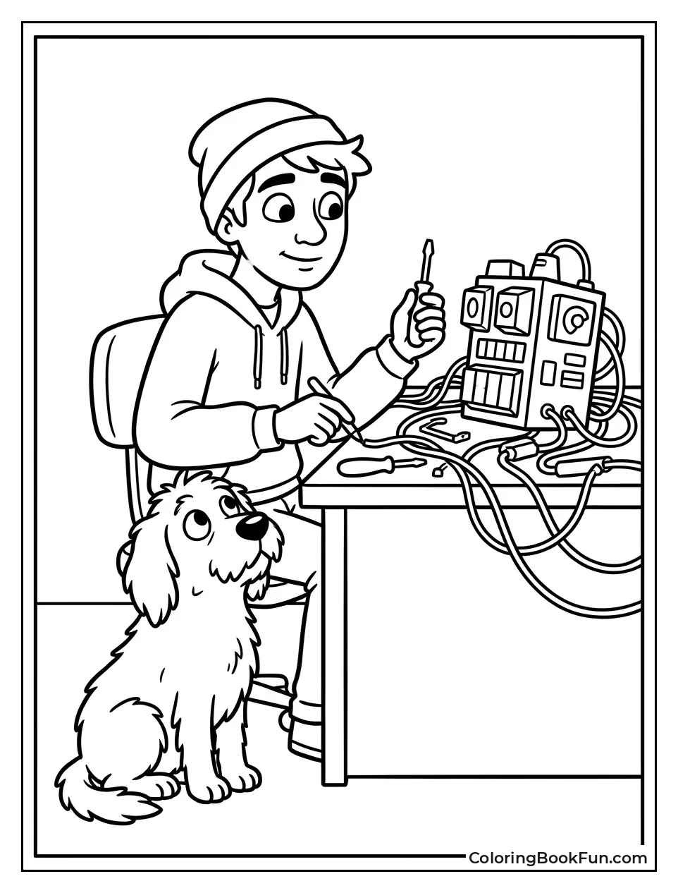Carlos Works on His Gadget