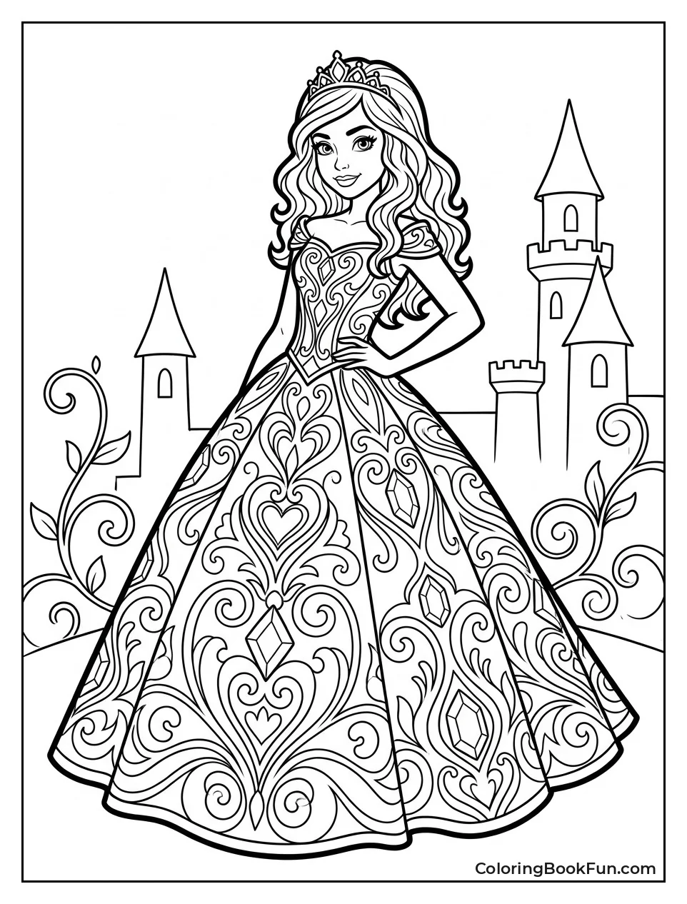 Evie Wears an Intricate Gown