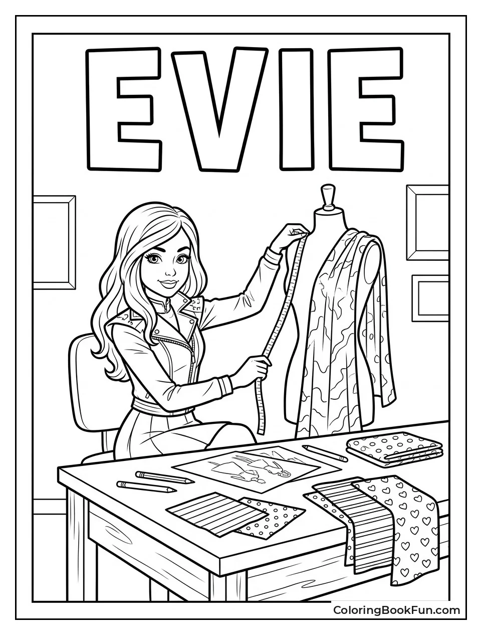 Evie Designs Clothes at Her Desk